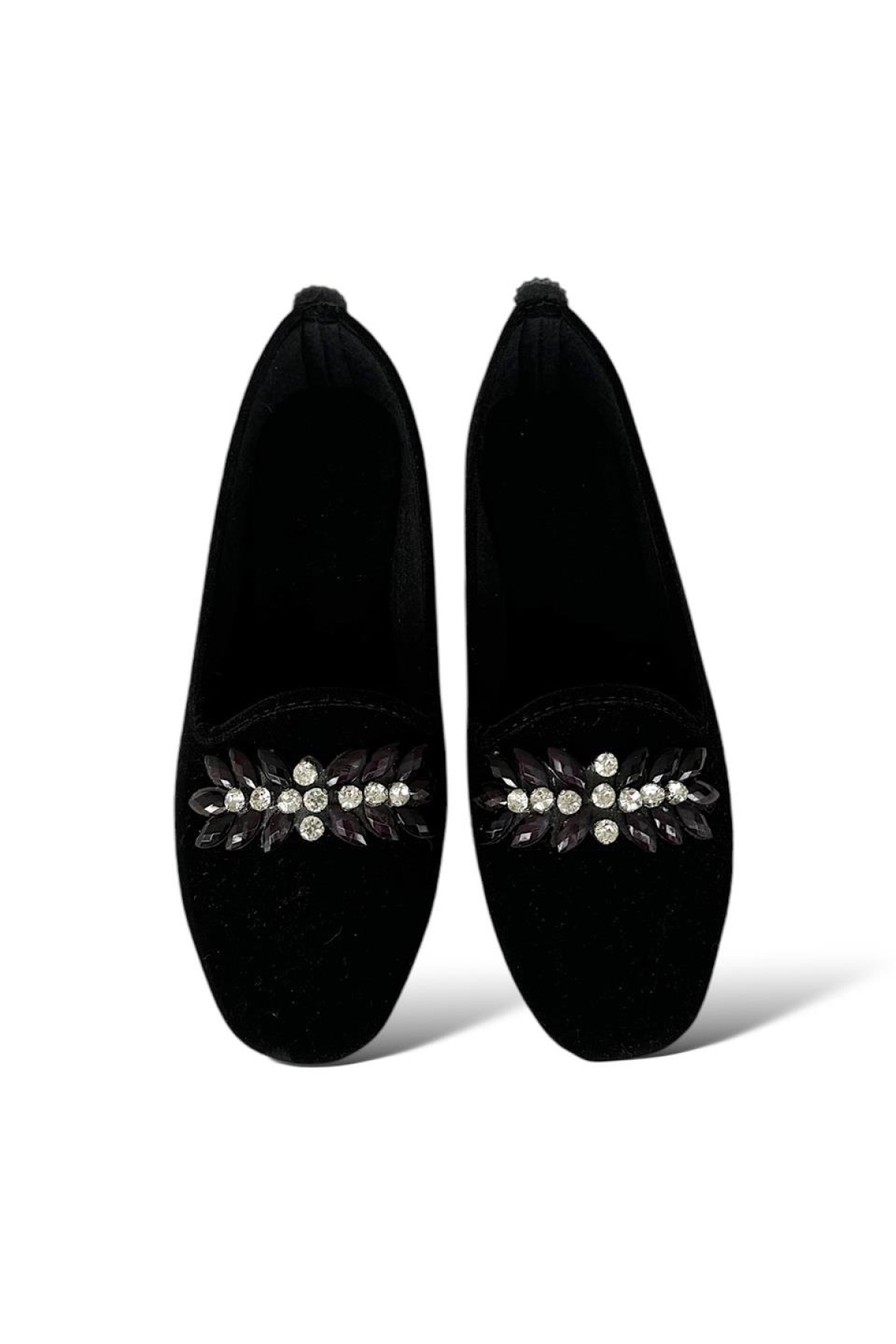 Kadın Taşlı Tokalı Süet Babet SİYAH - PLATİN - Görsel 3