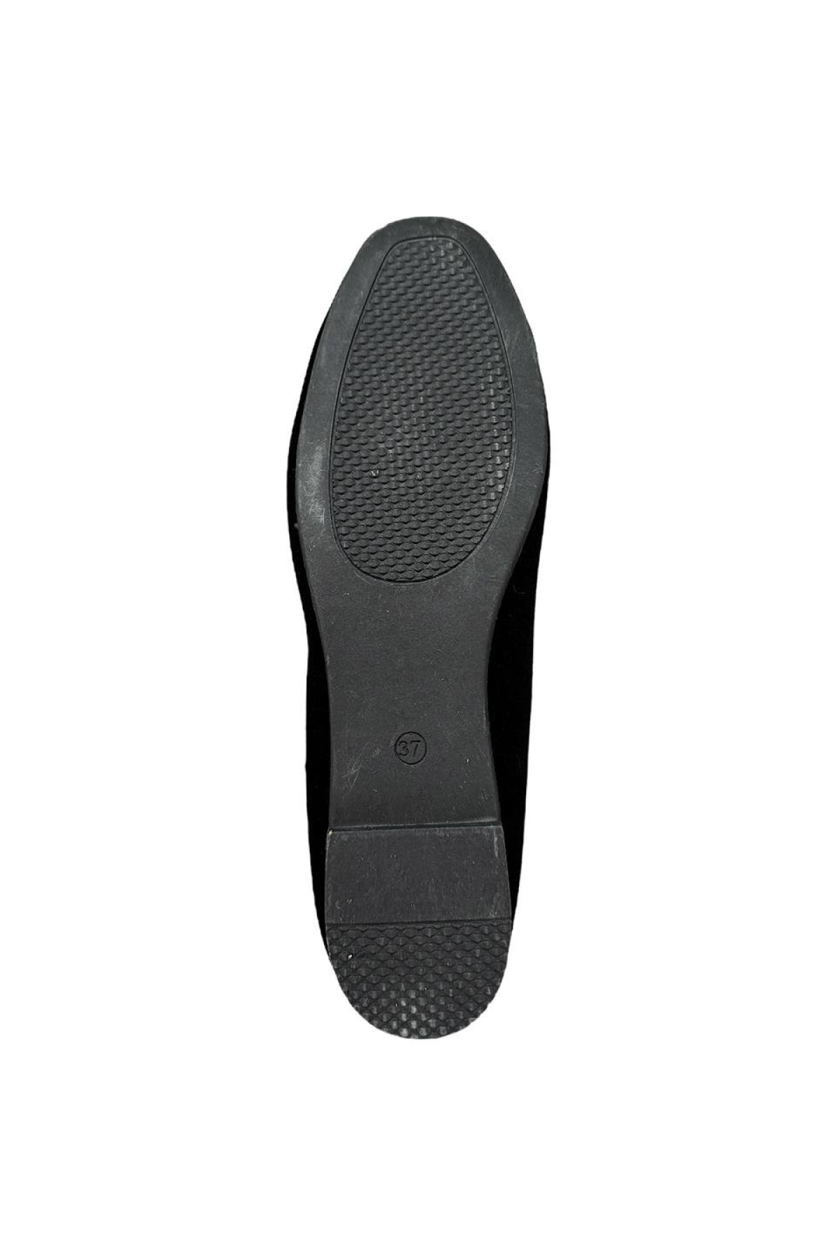 Kadın Taşlı Tokalı Süet Babet SİYAH - PLATİN - Görsel 7