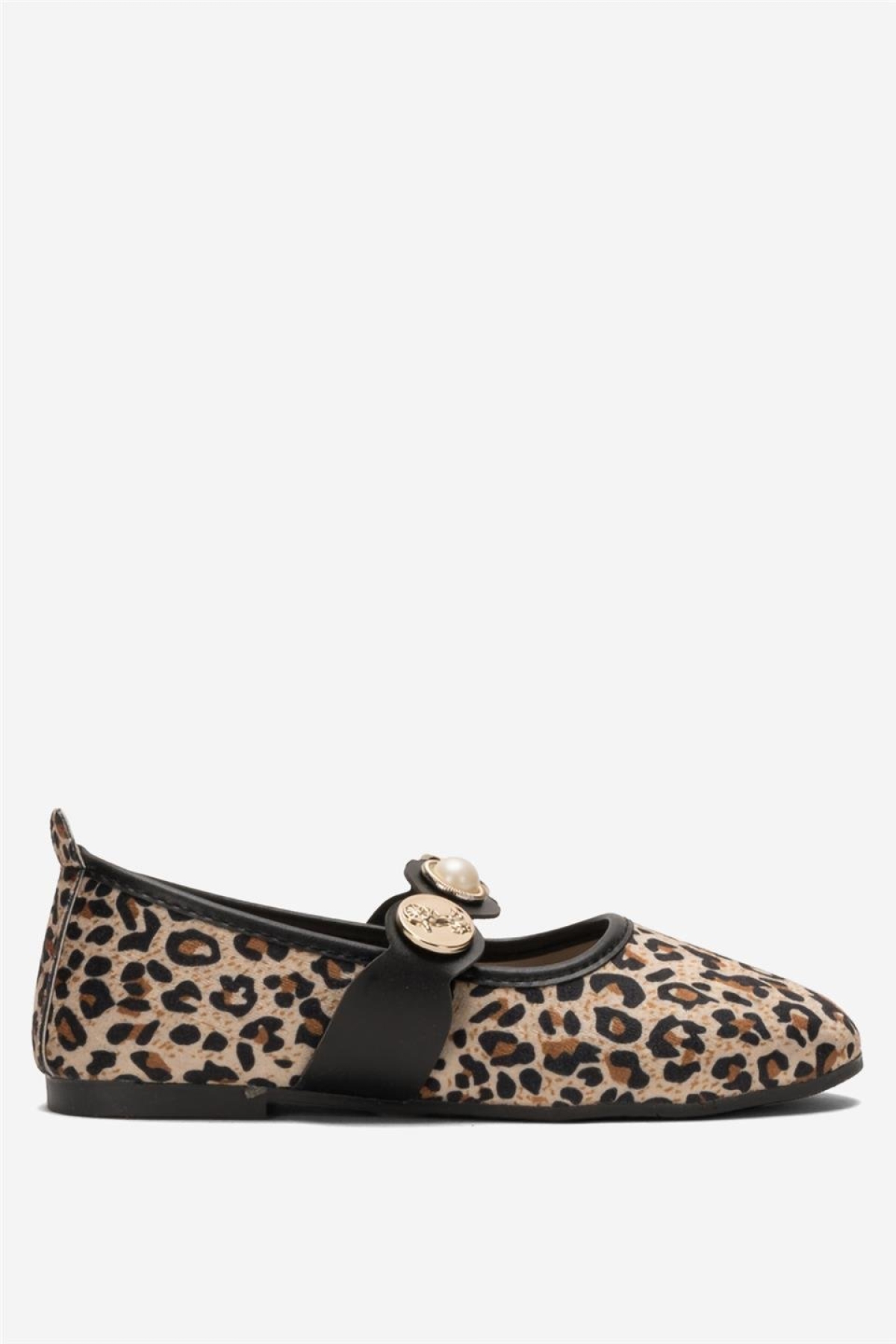 Kadın Oval Burun Aksesuar Bantlı Babet Ayakkabı BEJ - KAHVERENGİ - Görsel 2