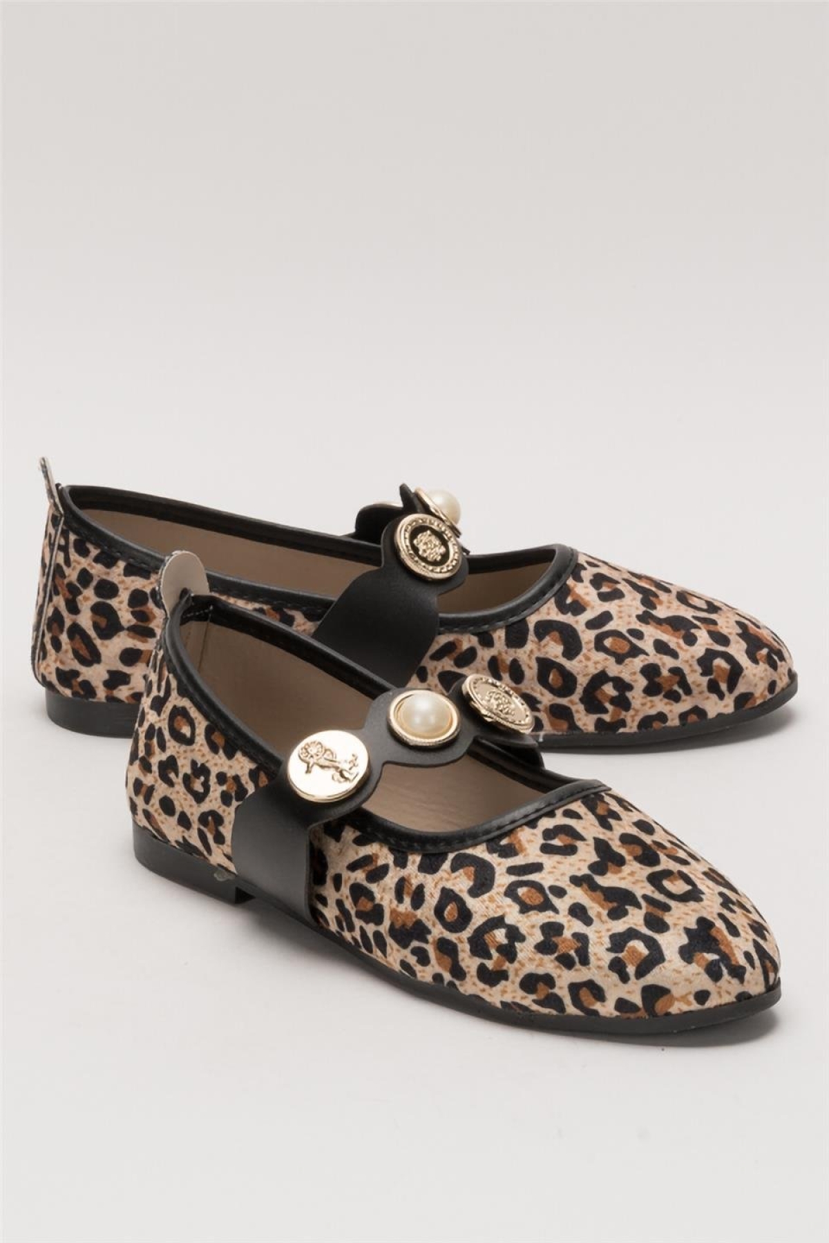 Kadın Oval Burun Aksesuar Bantlı Babet Ayakkabı BEJ - KAHVERENGİ - Görsel 3