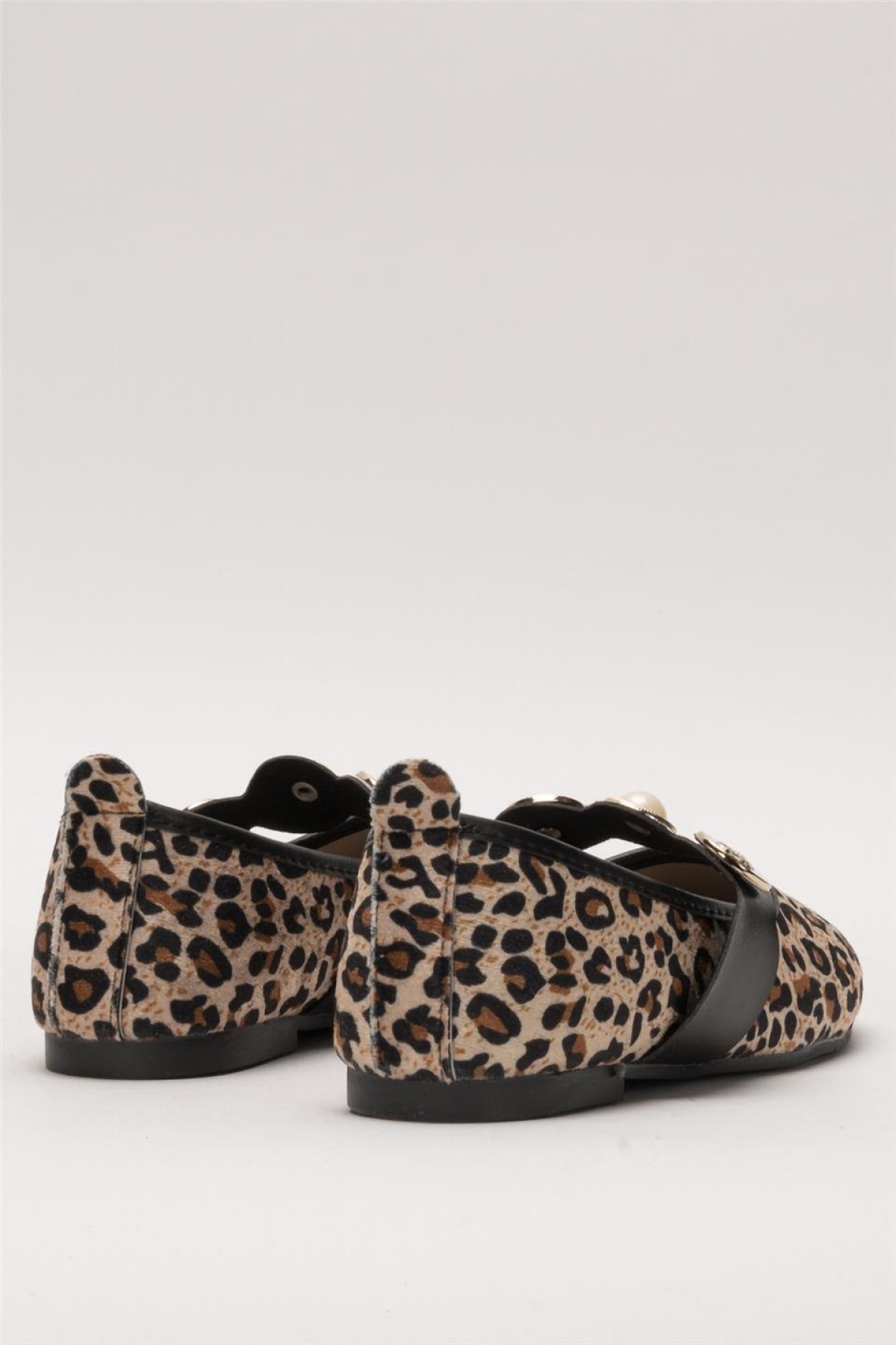 Kadın Oval Burun Aksesuar Bantlı Babet Ayakkabı BEJ - KAHVERENGİ - Görsel 5