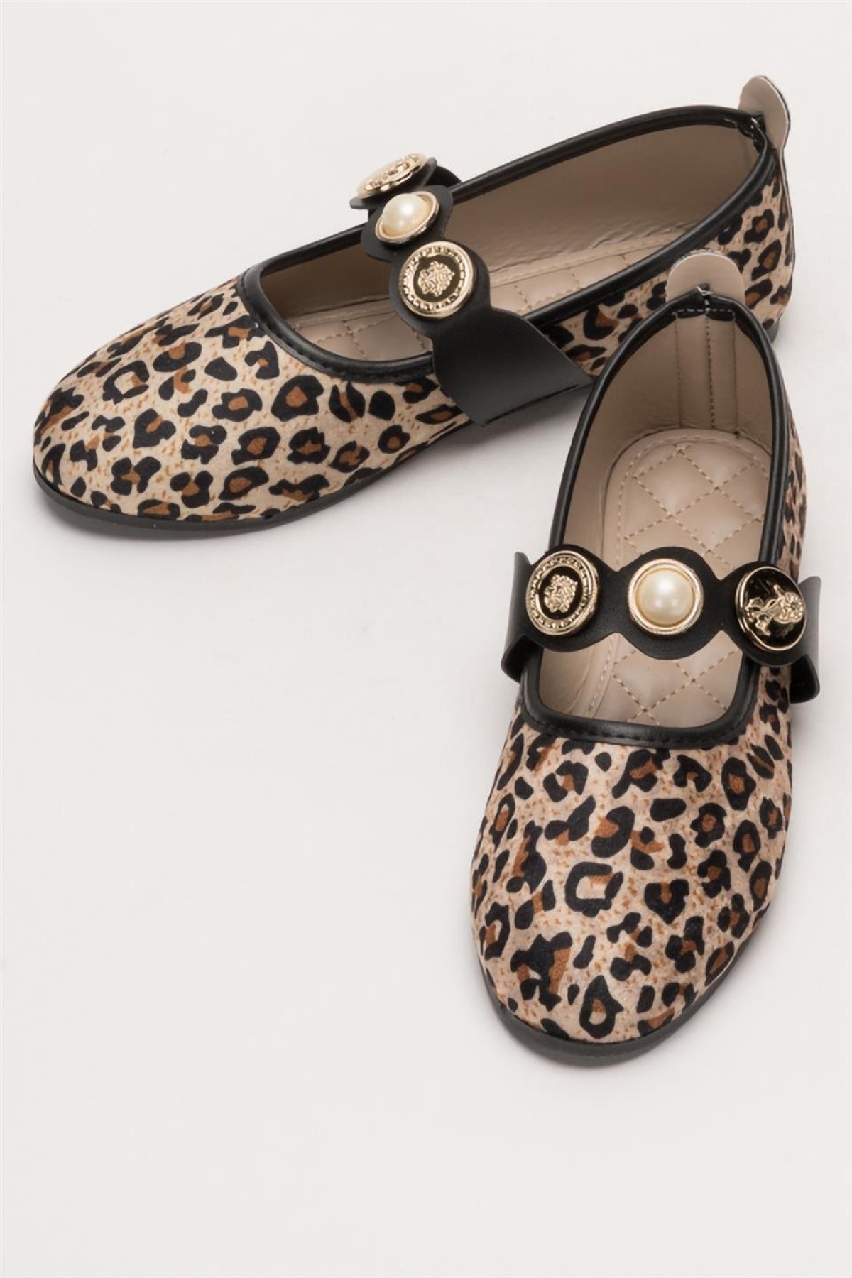 Kadın Oval Burun Aksesuar Bantlı Babet Ayakkabı BEJ - KAHVERENGİ - Görsel 8