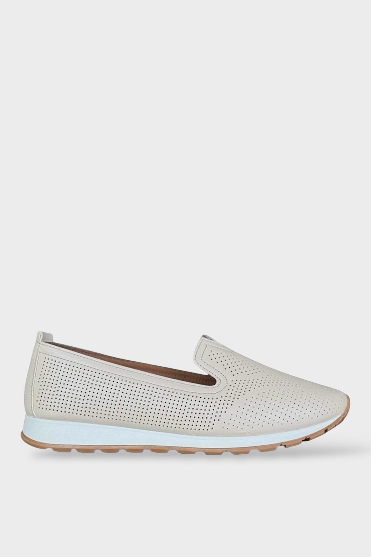 Ortopedik Nefes Alır Yumuşak Günlük Babet Ayakkabı KREM - Görsel 2