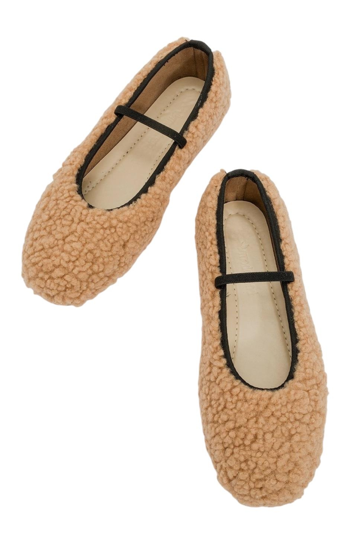 Peluş Lastik Detay Düz TabanKadın Babet VİZON - Görsel 6