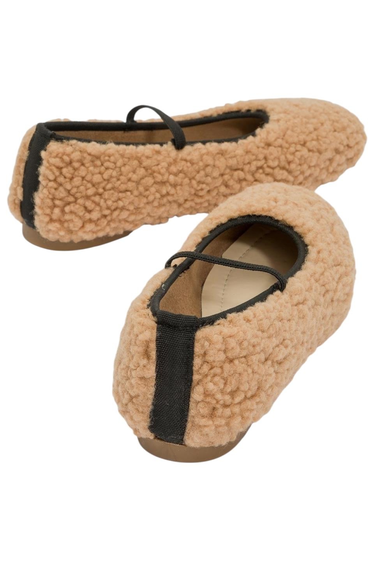 Peluş Lastik Detay Düz TabanKadın Babet VİZON - Görsel 9