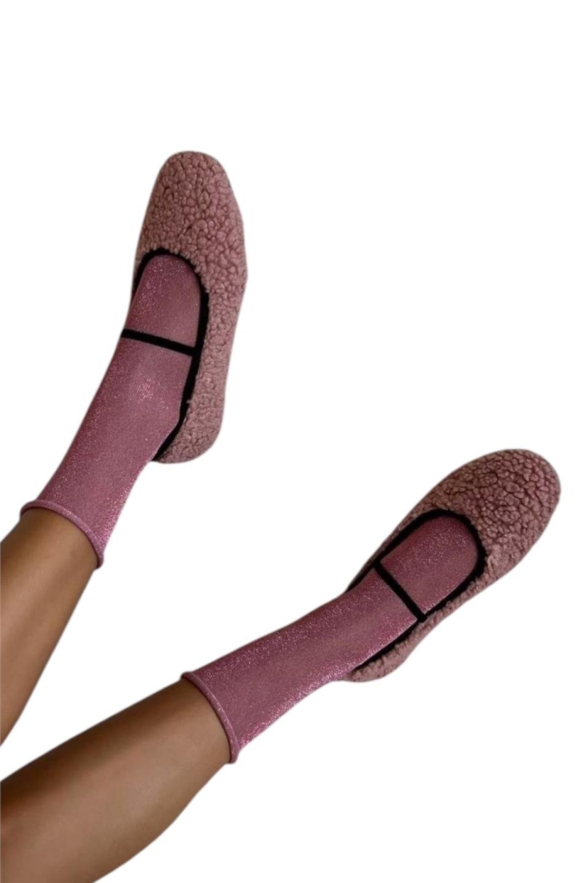 Peluş Lastik Detay Düz TabanKadın Babet PUDRA - Görsel 7