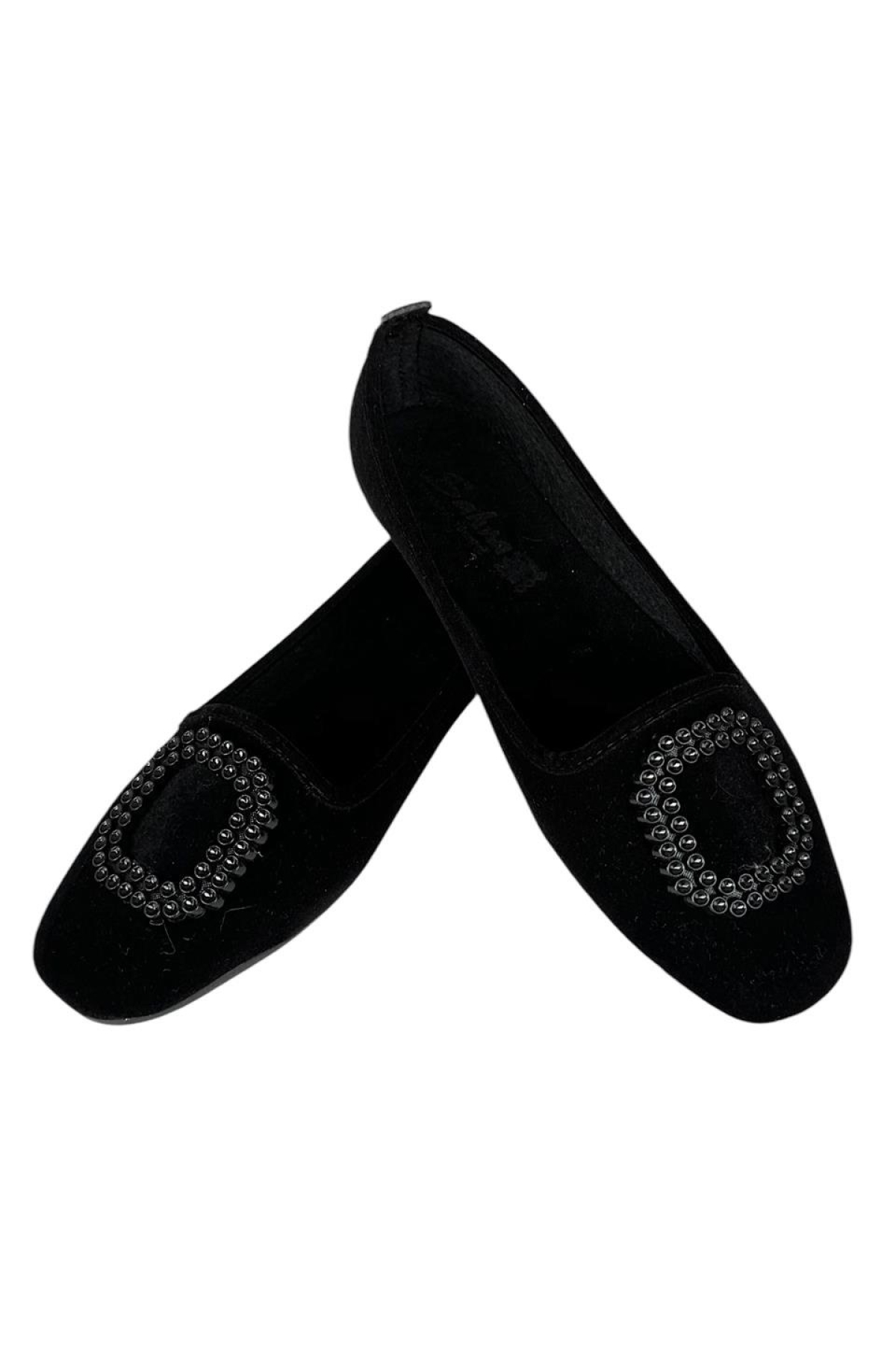 Kadın Taşlı Tokalı Süet Babet SİYAH - SİYAH - Görsel 4