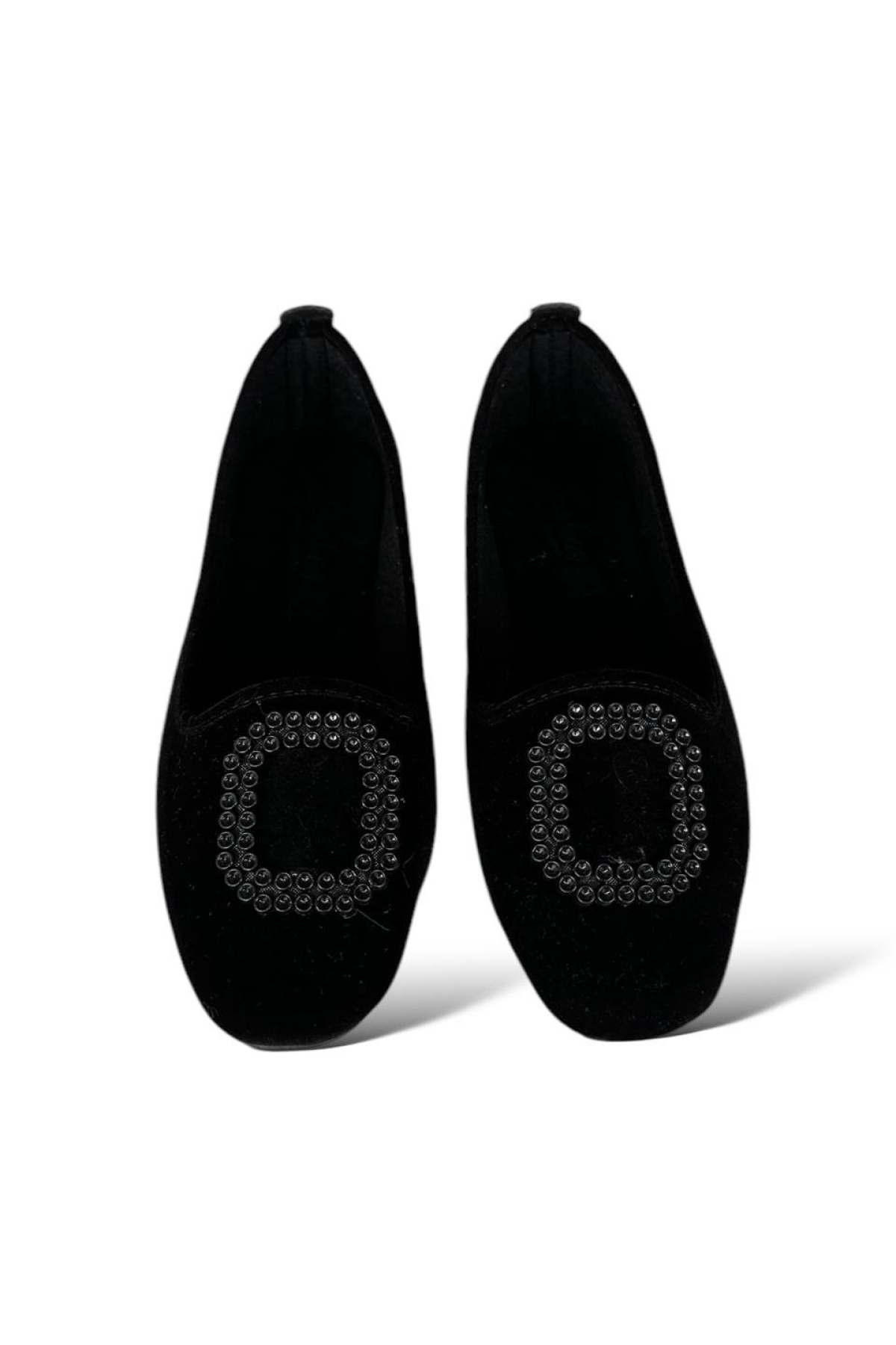Kadın Taşlı Tokalı Süet Babet SİYAH - SİYAH - Görsel 5