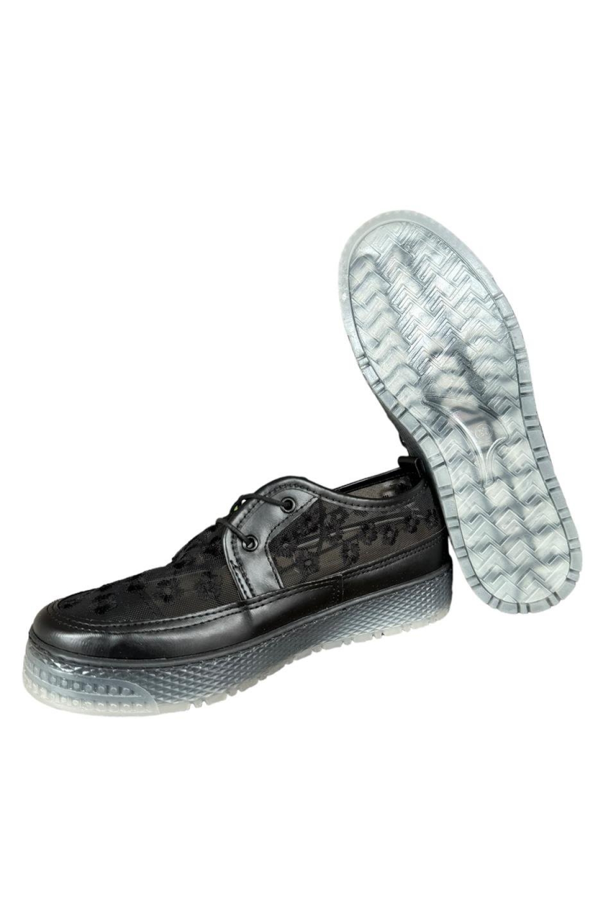 Tül Detaylı Kadın Spor Babet Ayakkabı SİYAH - Görsel 6