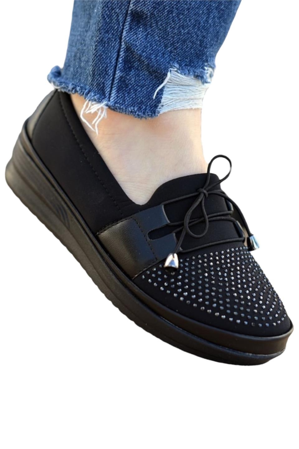 Ortopedik Taban Mevsimlik Kadın Babet Ayakkabı SİYAH - SİYAH - Görsel 6