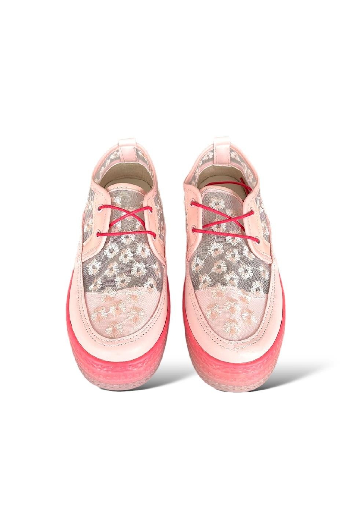 Tül Detaylı Kadın Spor Babet Ayakkabı PEMBE - Görsel 4