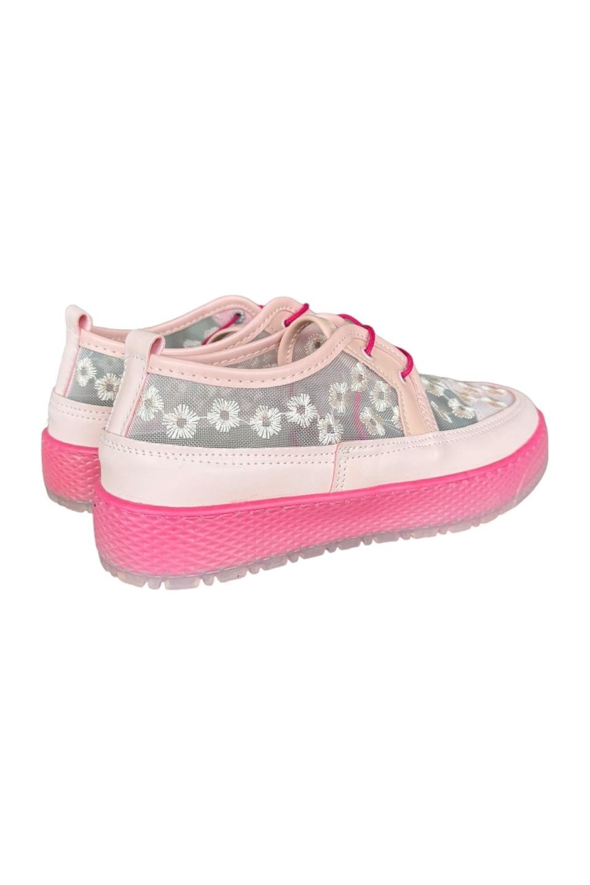 Tül Detaylı Kadın Spor Babet Ayakkabı PEMBE - Görsel 5