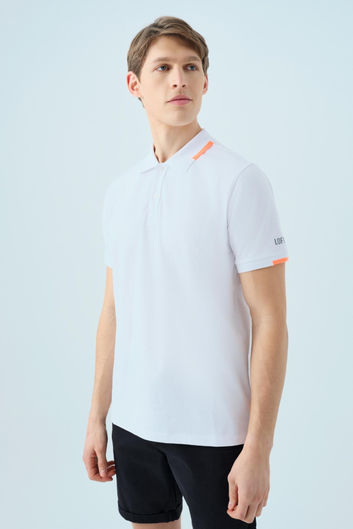 S221047 M Color Block Detail Polo Yaka T-Shirt Erkek Tişort