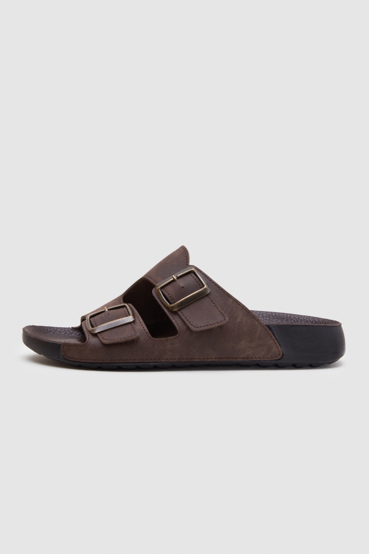 Kahverengi Çift Tokalı Terlik - Görsel 3