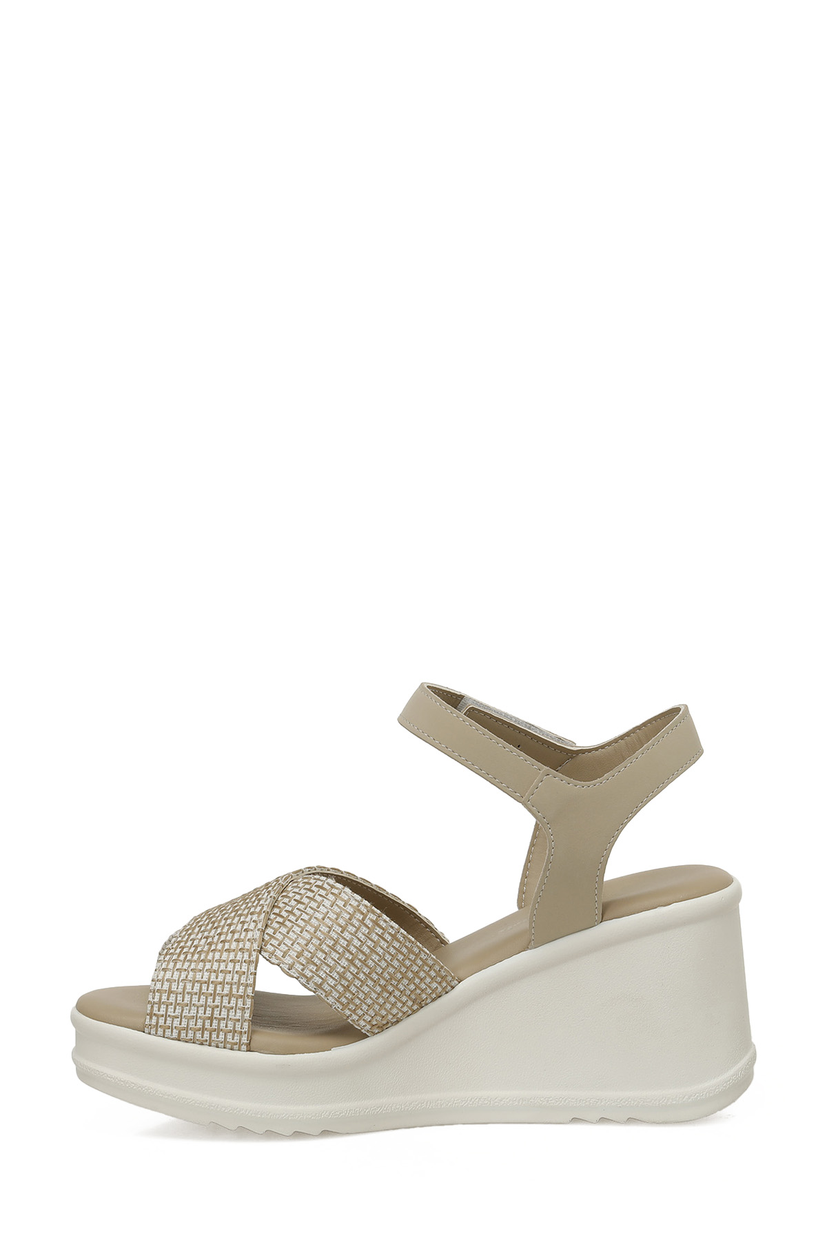 Polaris 325071.Z 5FX Krem Kadın Dolgu Topuk Sandalet - Görsel 4
