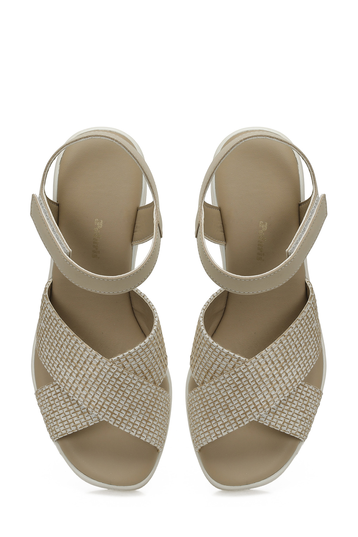 Polaris 325071.Z 5FX Krem Kadın Dolgu Topuk Sandalet - Görsel 5