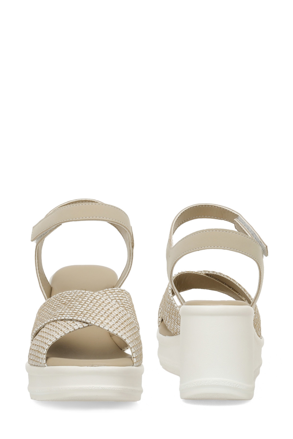 Polaris 325071.Z 5FX Krem Kadın Dolgu Topuk Sandalet - Görsel 6