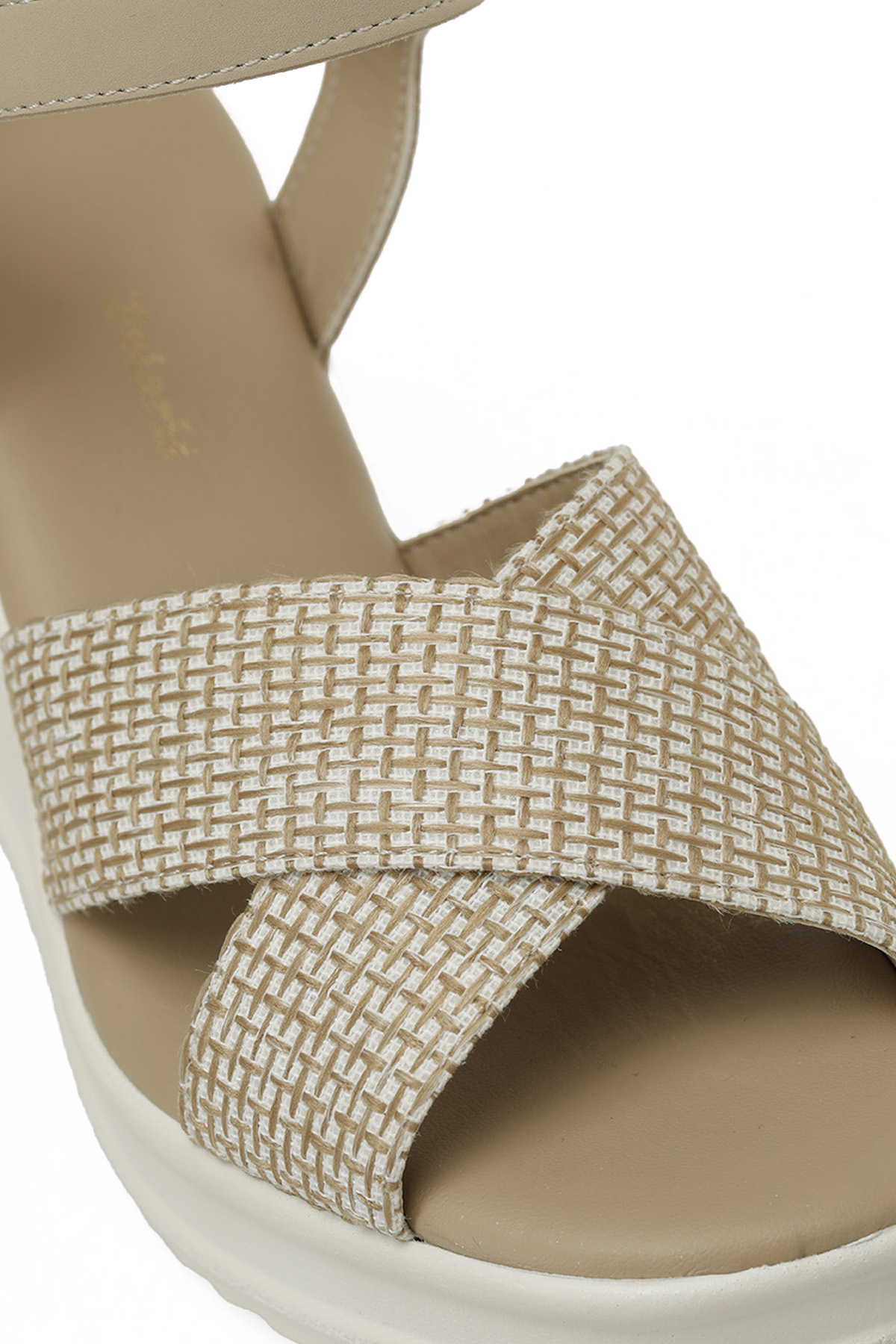 Polaris 325071.Z 5FX Krem Kadın Dolgu Topuk Sandalet - Görsel 8