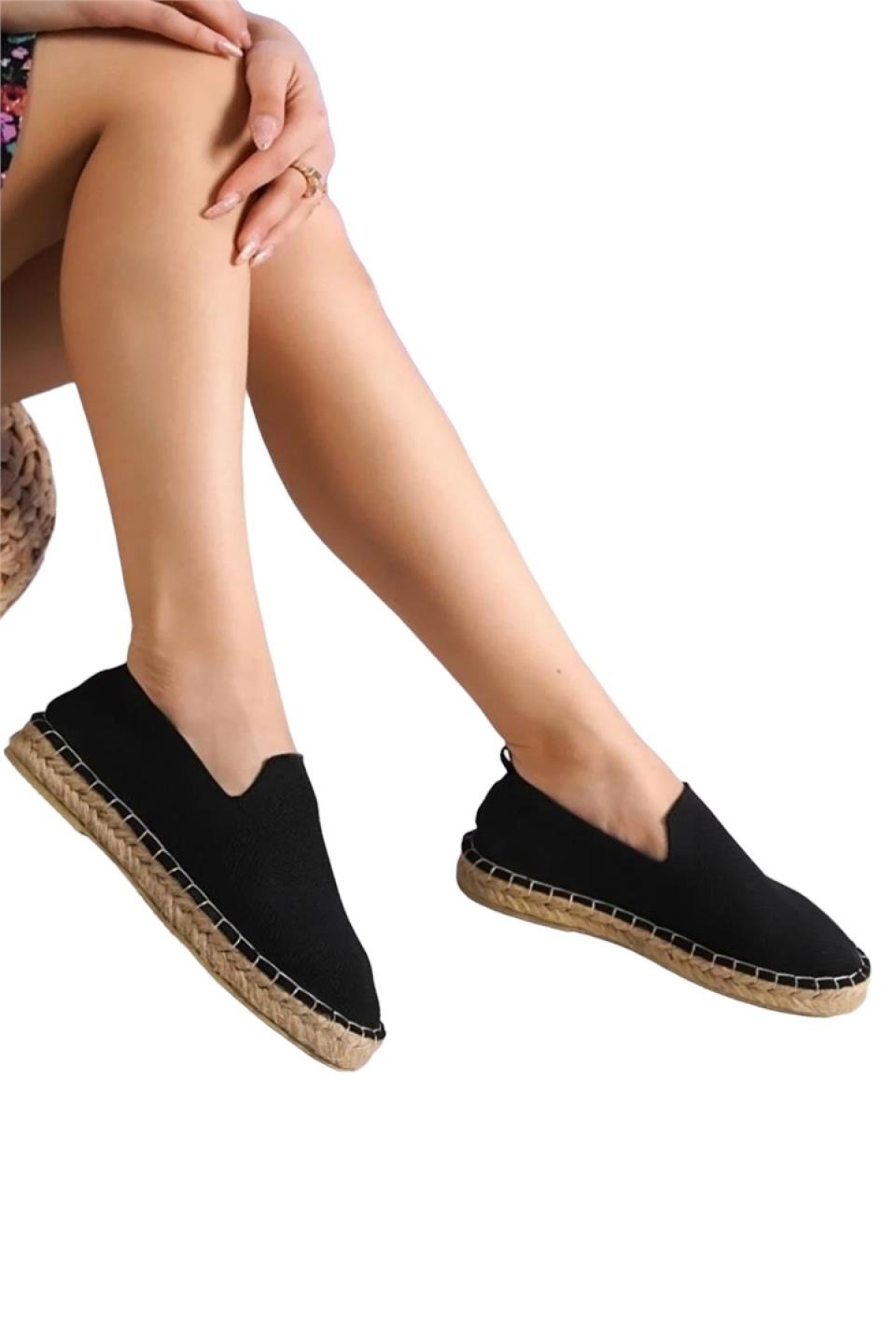 Liger Unisex El Yapımı Triko Espadril SİYAH - Görsel 10