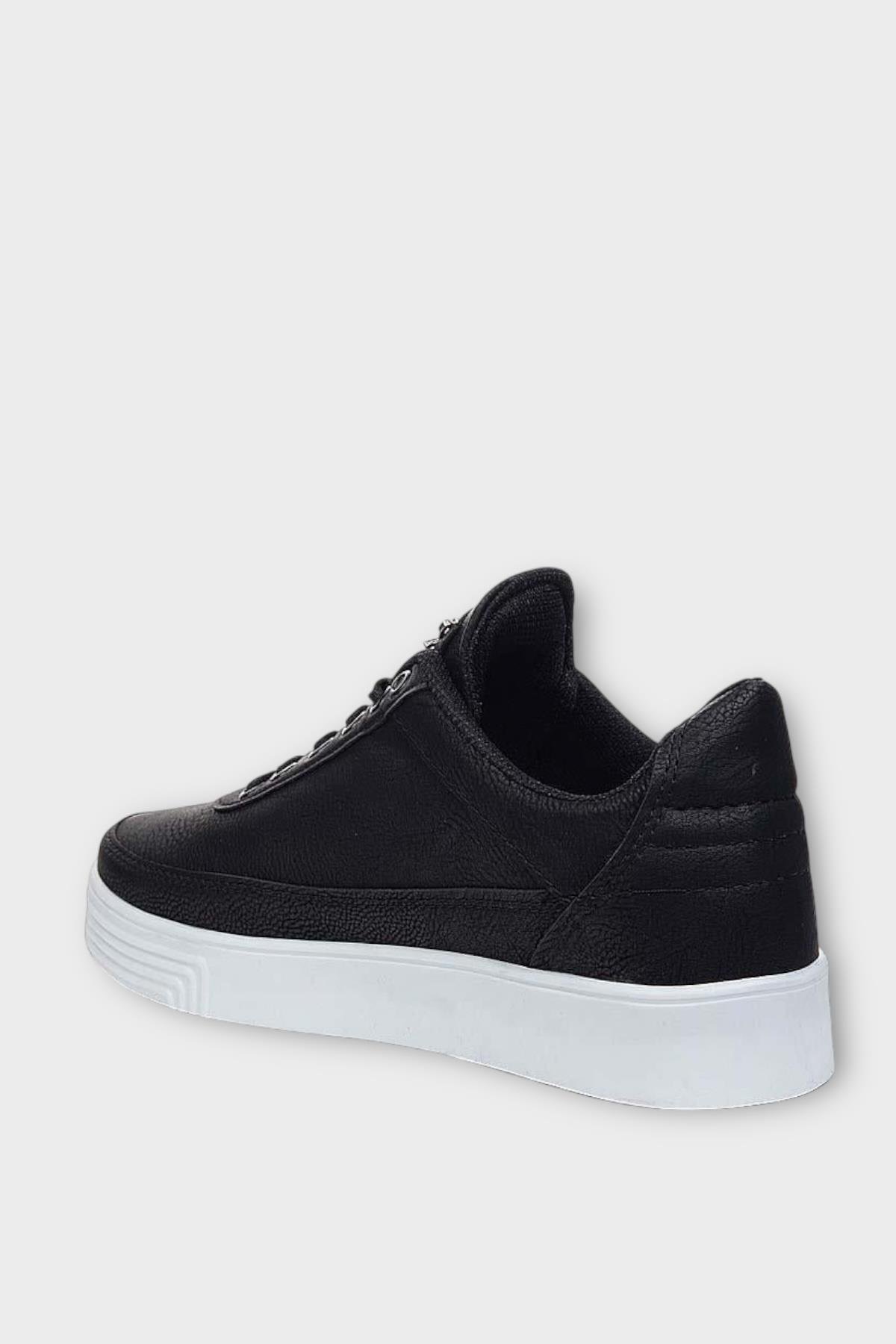 Erkek Günlük Yumuşak İç Astarlı Şık Sneaker Spor Ayakkabı SİYAH - BEYAZ - Görsel 4