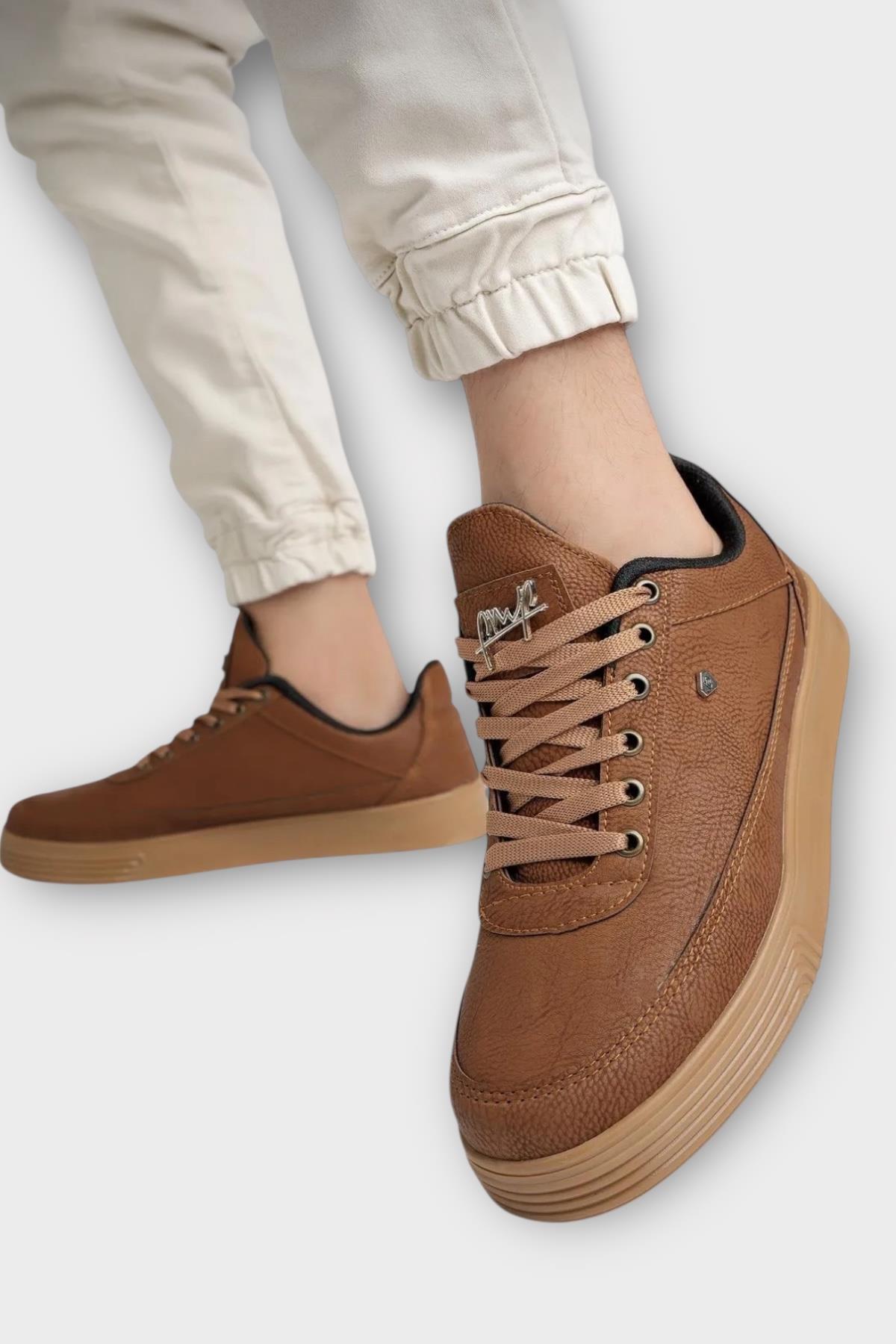 Erkek Günlük Yumuşak İç Astarlı Şık Sneaker Spor Ayakkabı TABA - Görsel 5