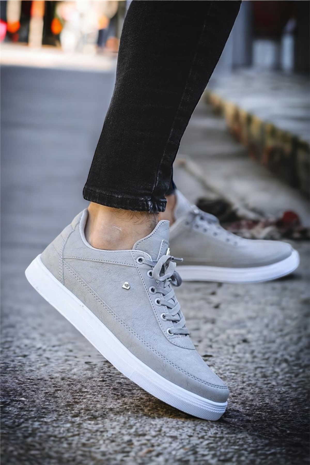 Erkek Günlük Yumuşak İç Astarlı Şık Sneaker Spor Ayakkabı GRİ - Görsel 5