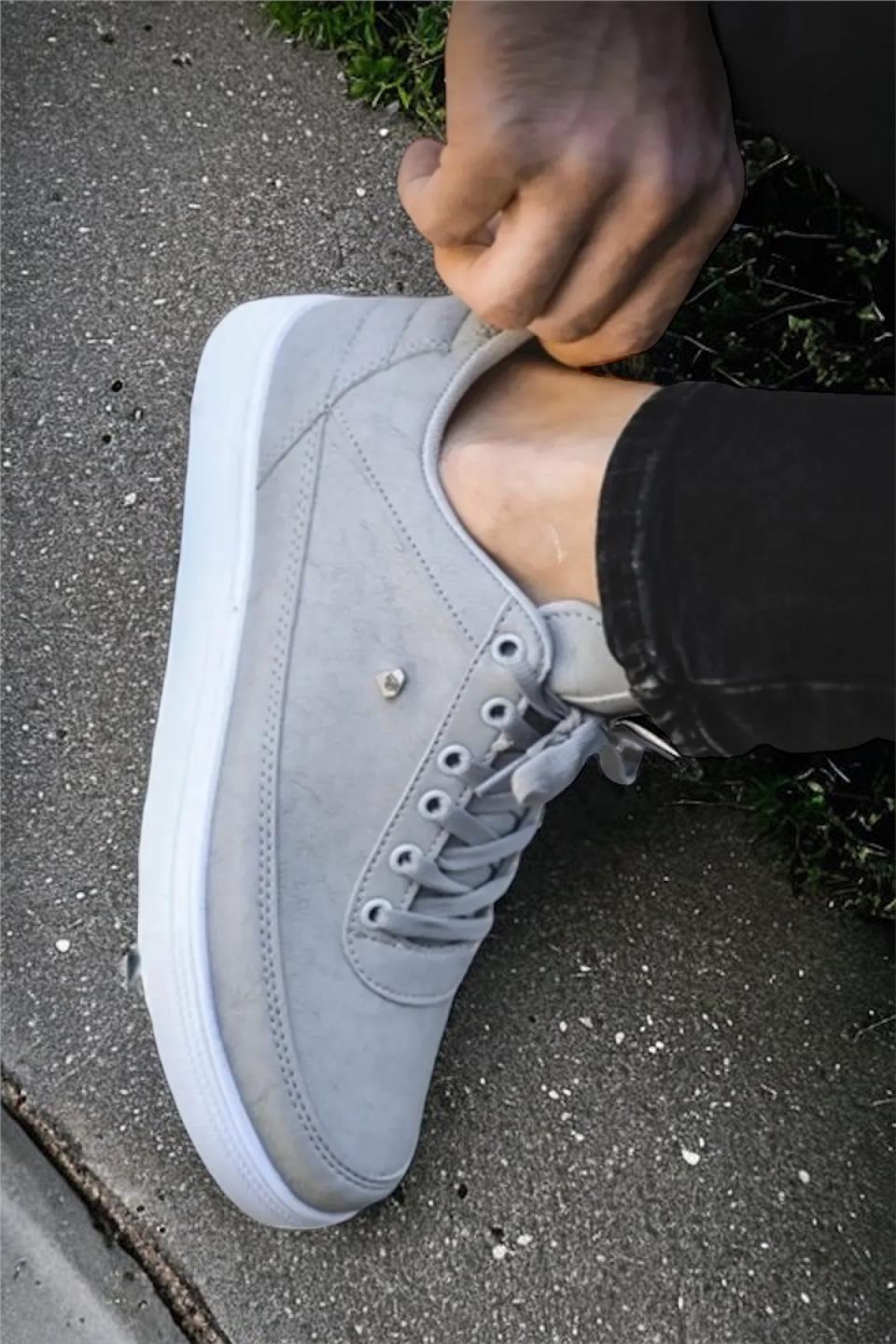 Erkek Günlük Yumuşak İç Astarlı Şık Sneaker Spor Ayakkabı GRİ - Görsel 6