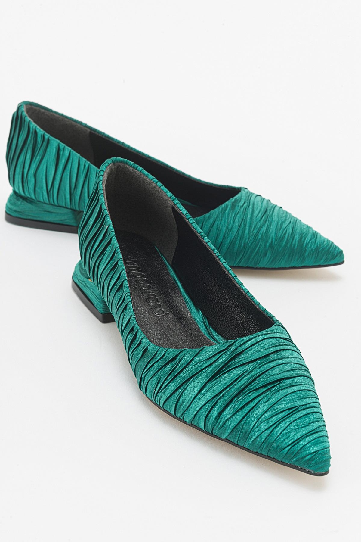 Kadın Sade Babet YEŞİL SATEN - Görsel 2