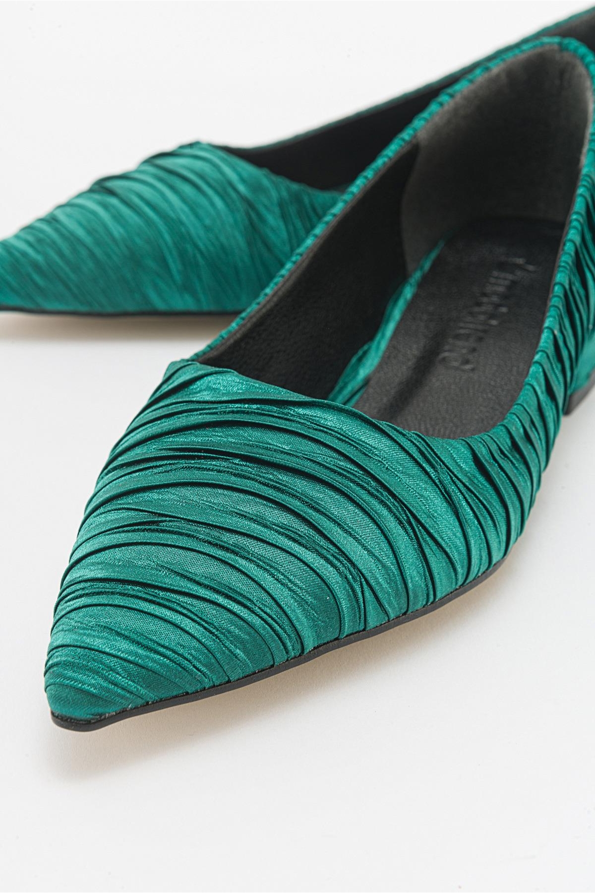 Kadın Sade Babet YEŞİL SATEN - Görsel 4