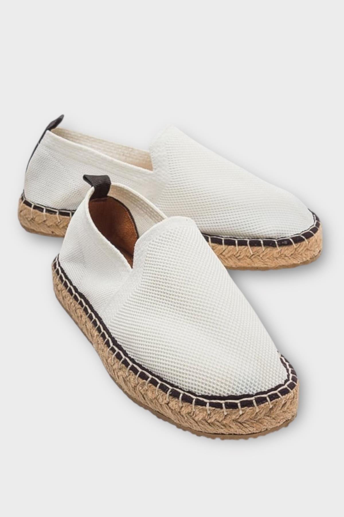 Unisex El Yapımı Triko Espadril BEYAZ - Görsel 3