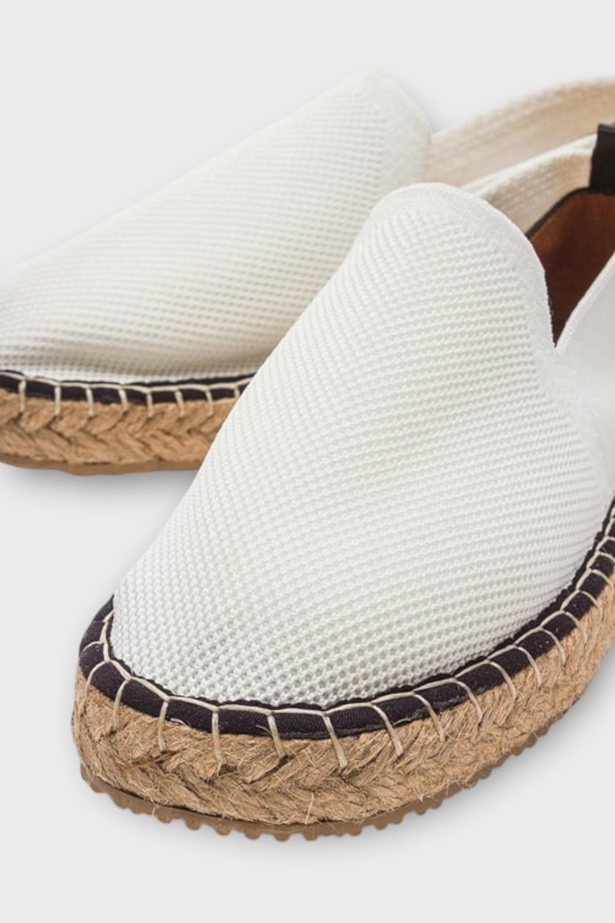 Unisex El Yapımı Triko Espadril BEYAZ - Görsel 5