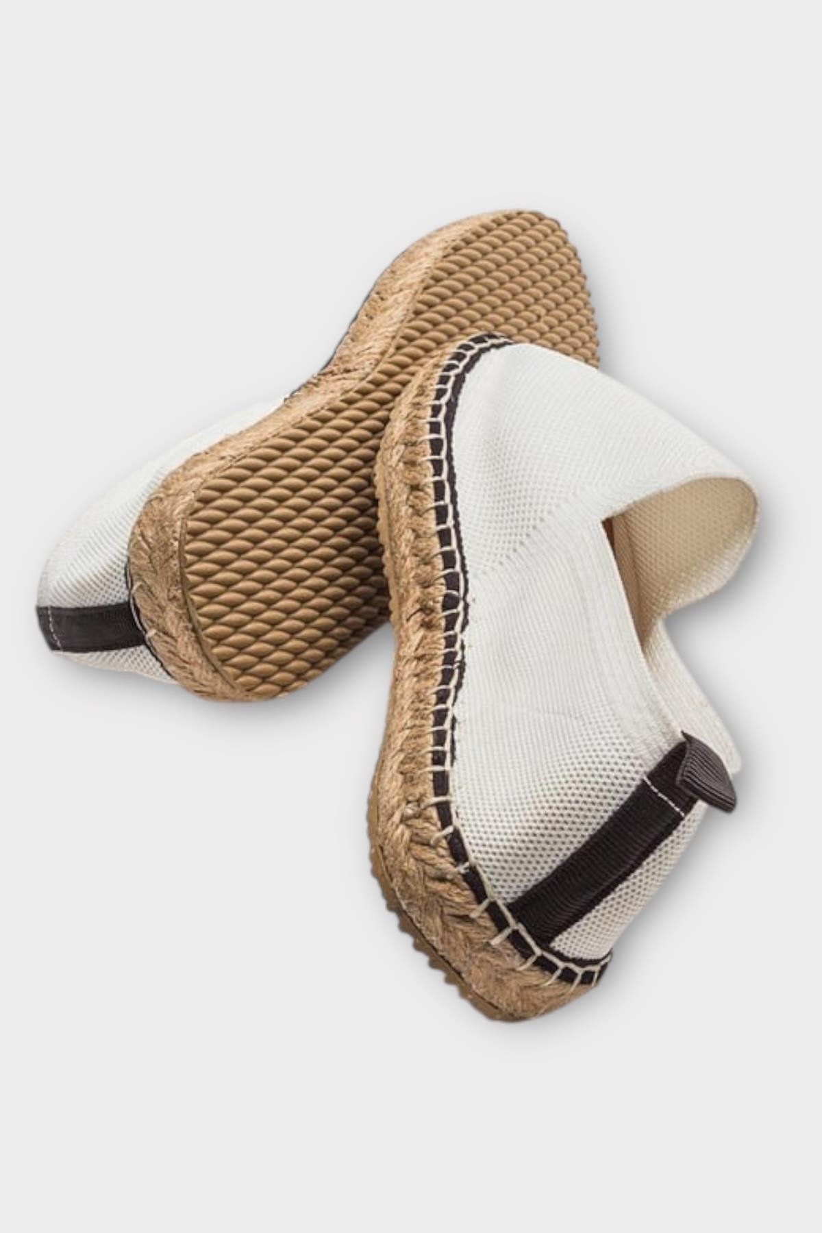 Unisex El Yapımı Triko Espadril BEYAZ - Görsel 6