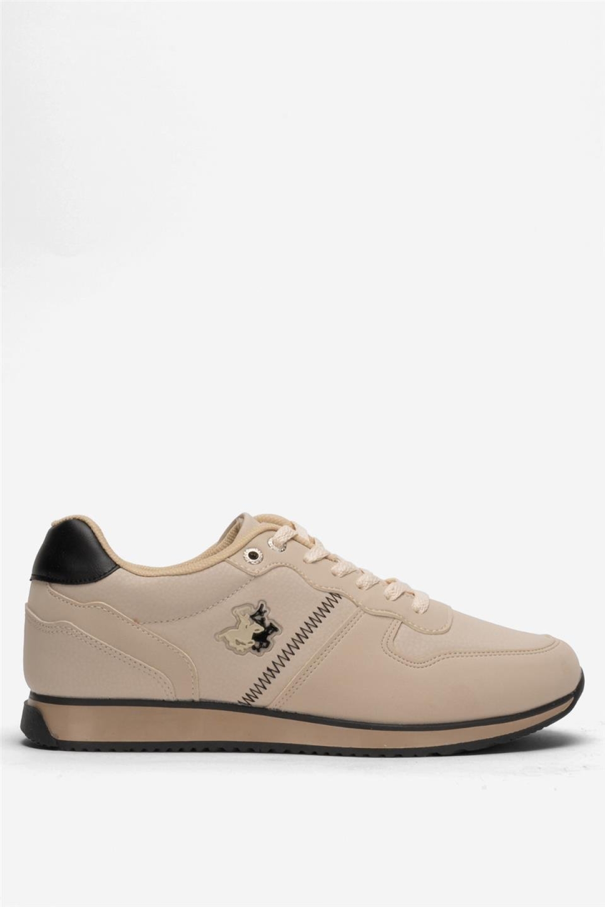 Erkek Günlük Cilt Sneaker Ayakkabı BEJ - SİYAH - Görsel 2