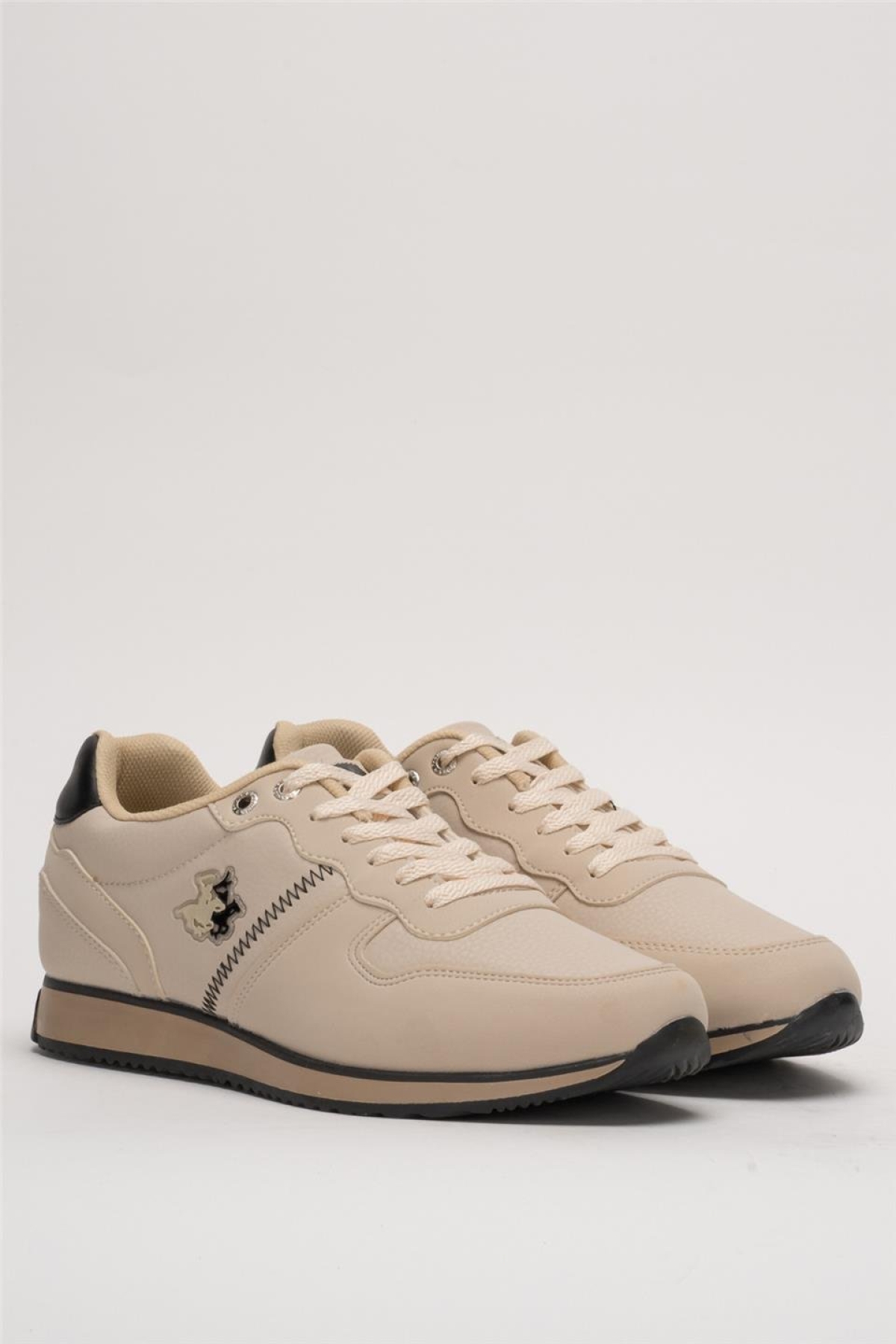 Erkek Günlük Cilt Sneaker Ayakkabı BEJ - SİYAH - Görsel 4