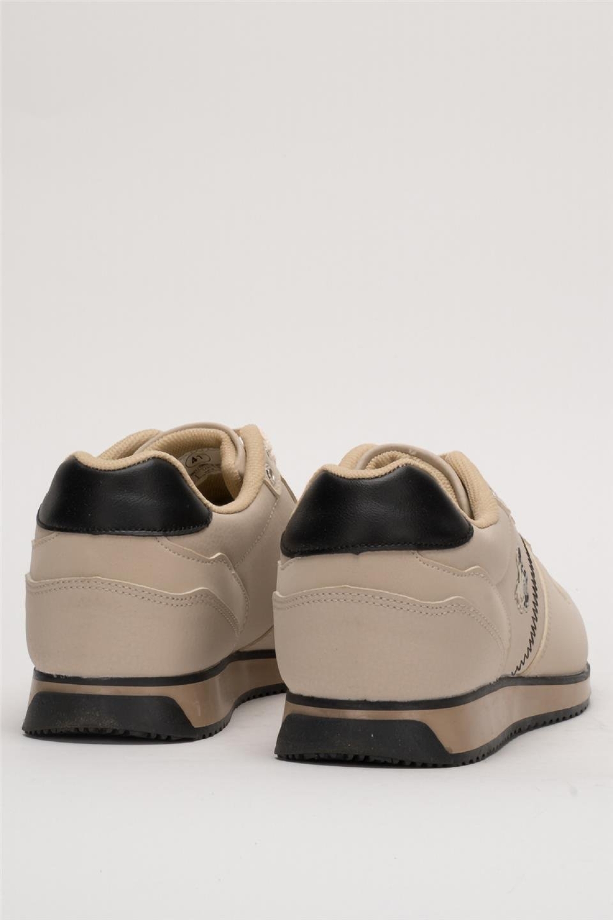 Erkek Günlük Cilt Sneaker Ayakkabı BEJ - SİYAH - Görsel 5