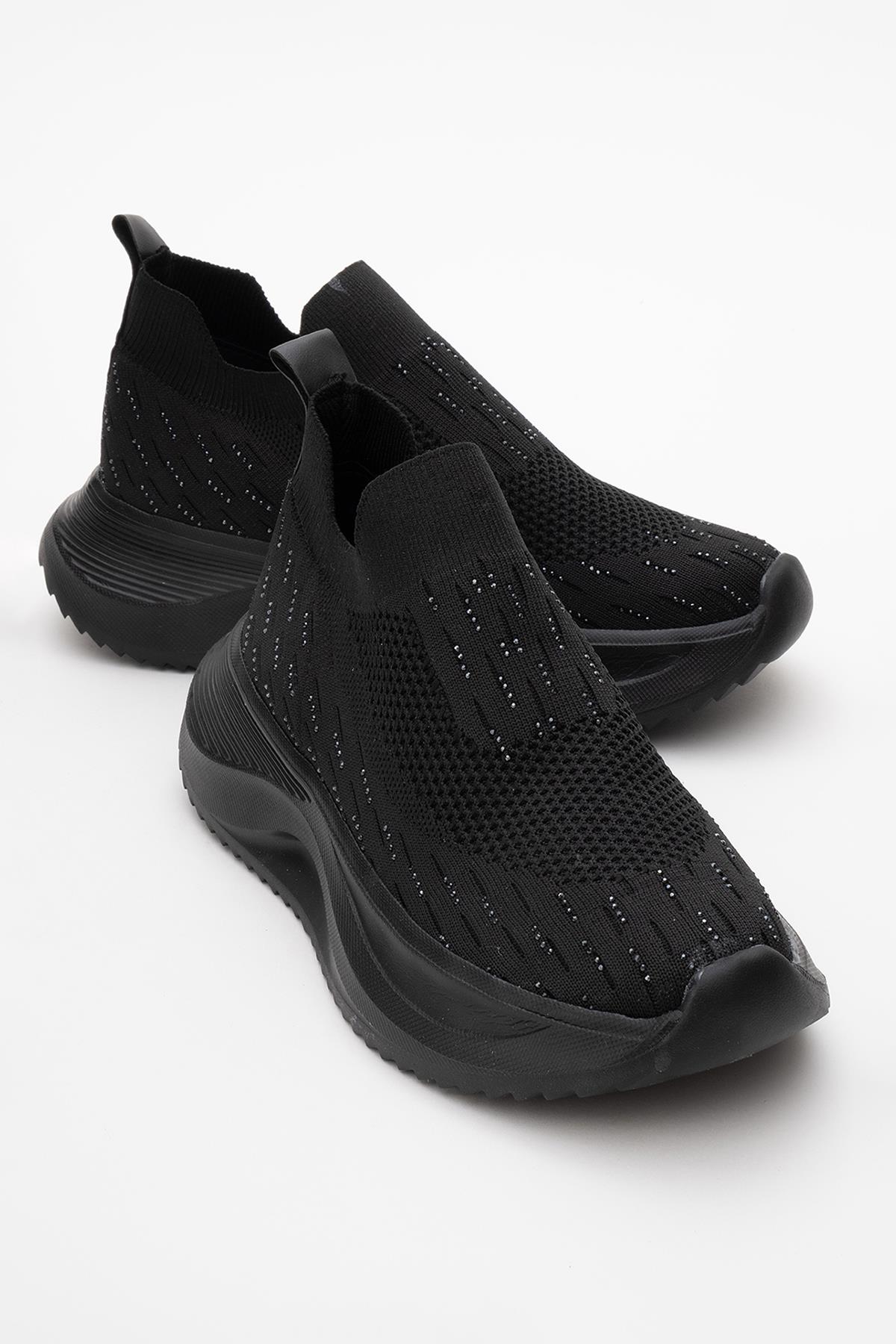 Kadın Triko Taşlı Spor Ayakkabı SİYAH - Görsel 2