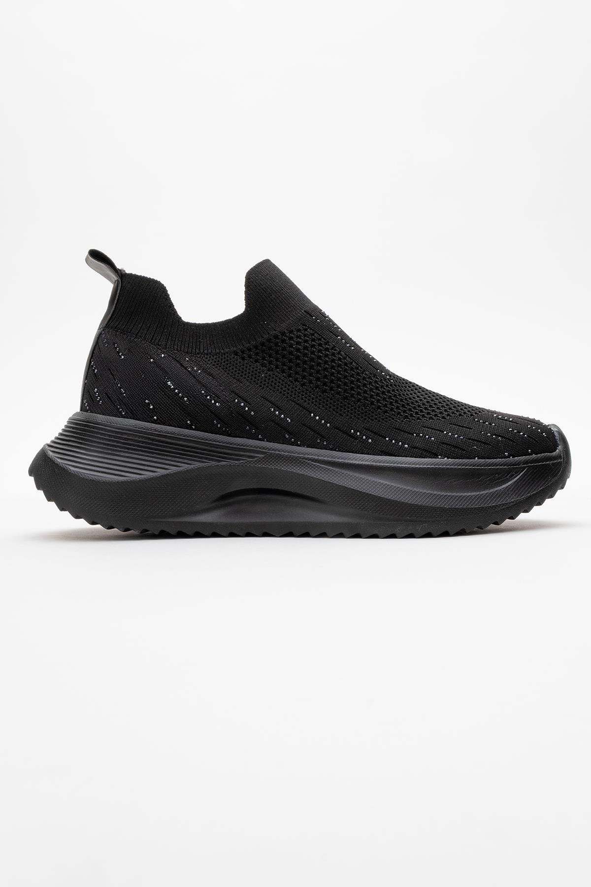 Kadın Triko Taşlı Spor Ayakkabı SİYAH - Görsel 3