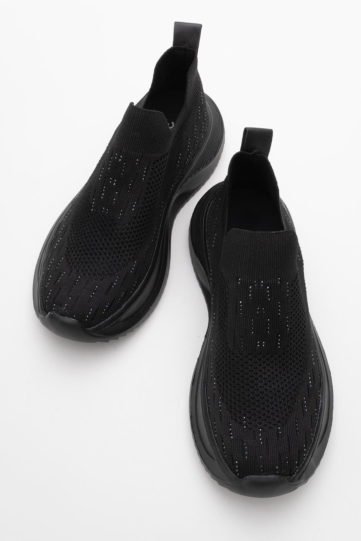 Kadın Triko Taşlı Spor Ayakkabı SİYAH - Görsel 6