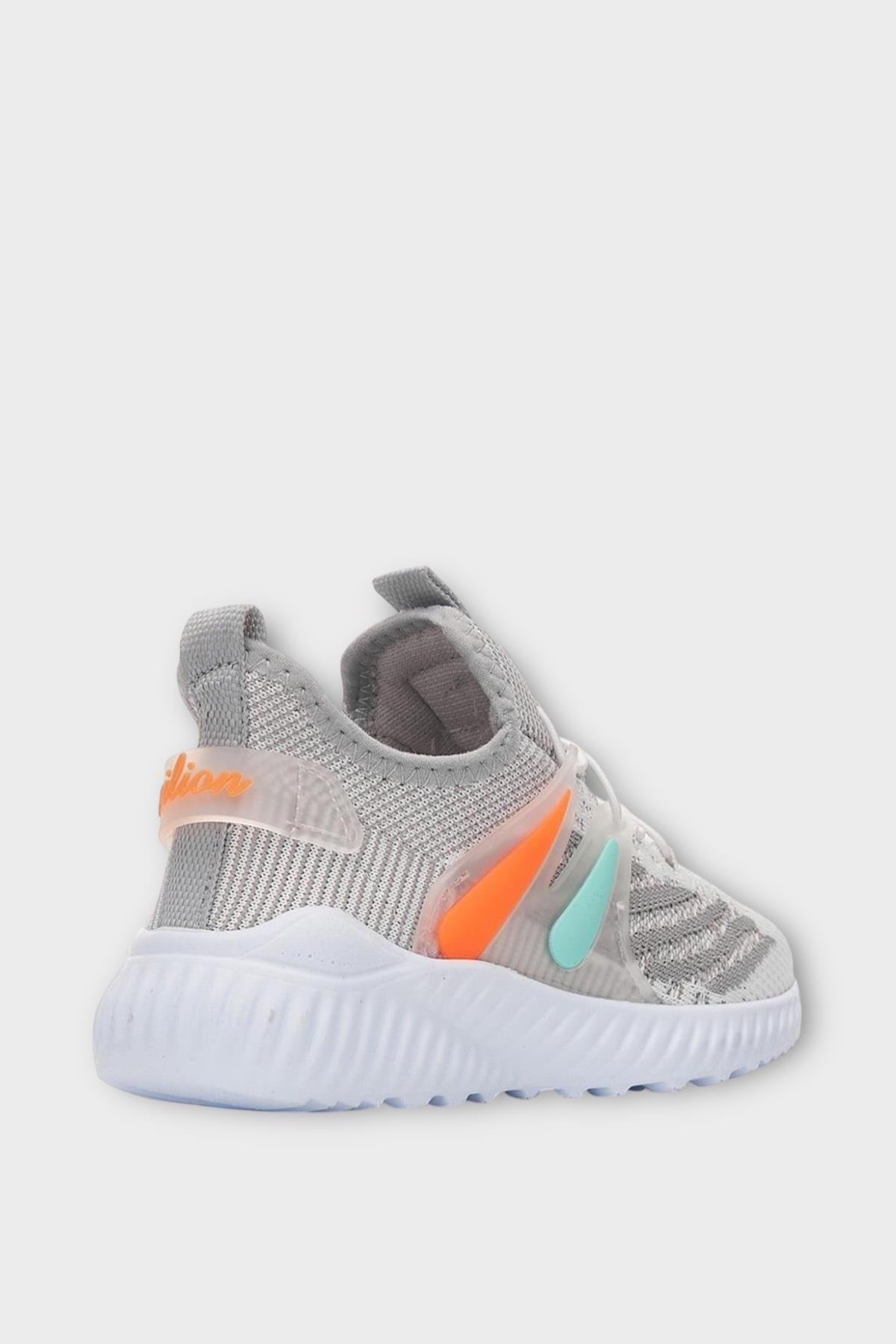 Çocuk Triko Comfort Spor Ayakkabı GRİ - TURUNCU - Görsel 5