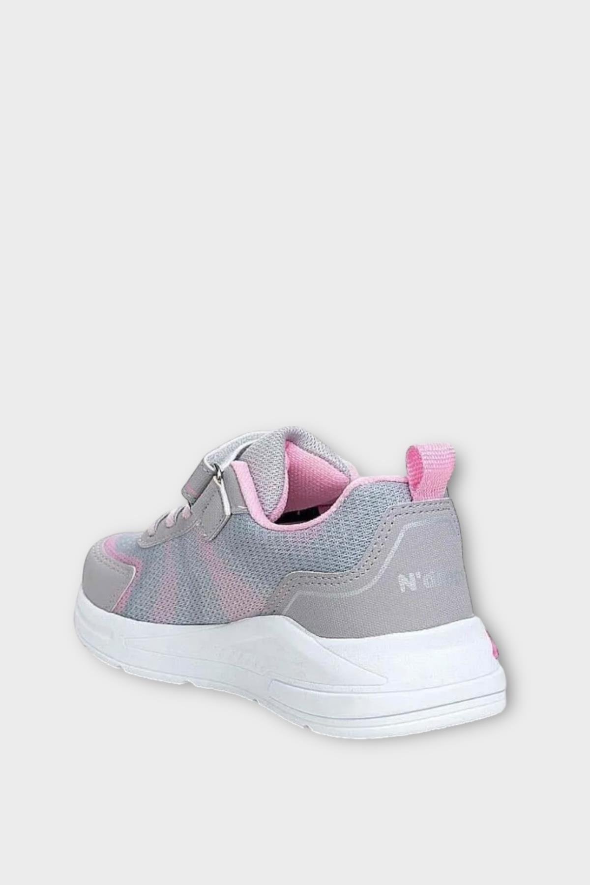 Çocuk Cırtlı Akıllı Bağcık Spor Ayakkabı GRİ - PUDRA - Görsel 4