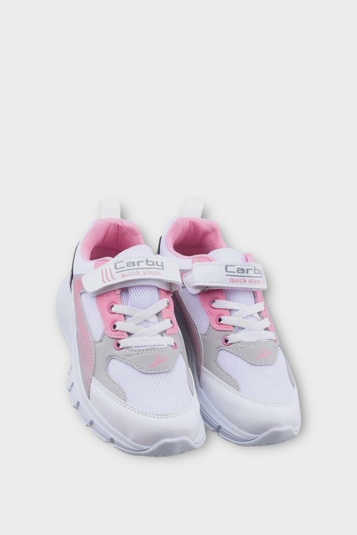 Çocuk Cırtlı Akıllı Bağcık Spor Ayakkabı BEYAZ - PEMBE - Görsel 3