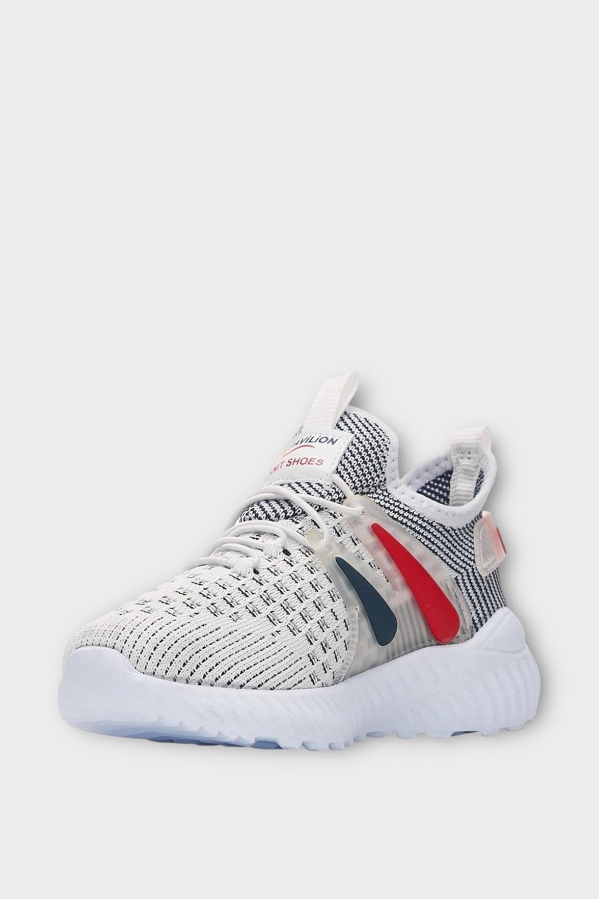 Çocuk Triko Comfort Spor Ayakkabı BEYAZ - LACİVERT - Görsel 4