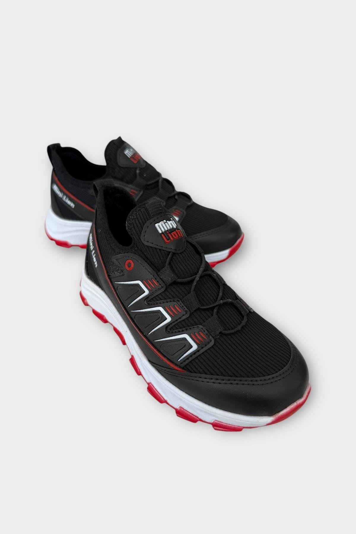 Çocuk Triko Rahat Comfort Spor Ayakkabı SİYAH - KIRMIZI - Görsel 3