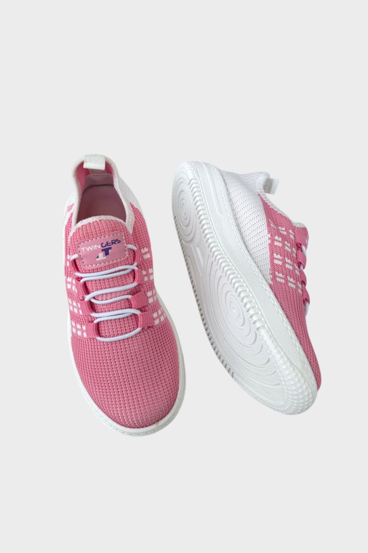 Çocuk Triko Akıllı Bağcık Aqua Spor Ayakkabı PEMBE - Görsel 5