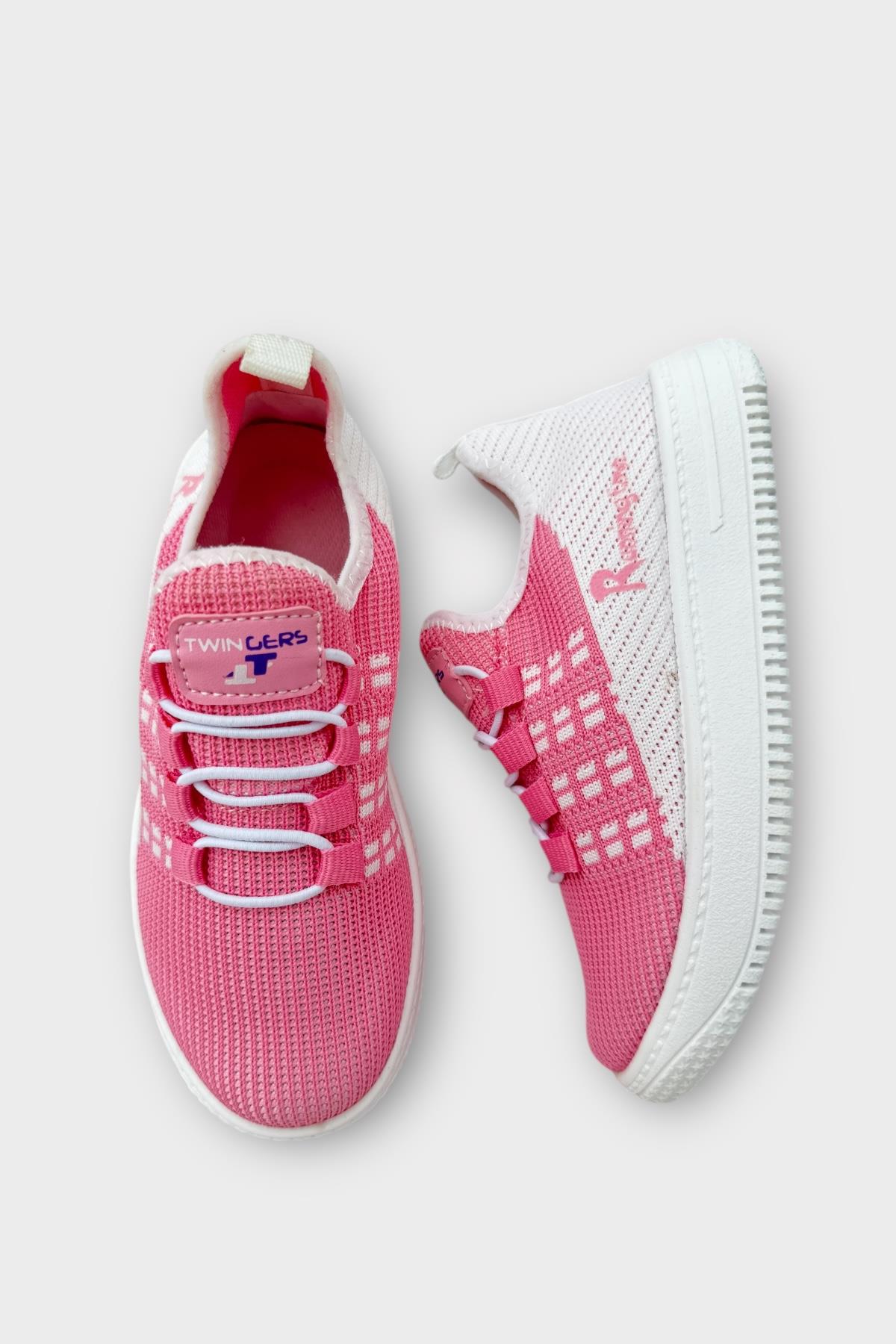 Çocuk Triko Akıllı Bağcık Aqua Spor Ayakkabı PEMBE - Görsel 7