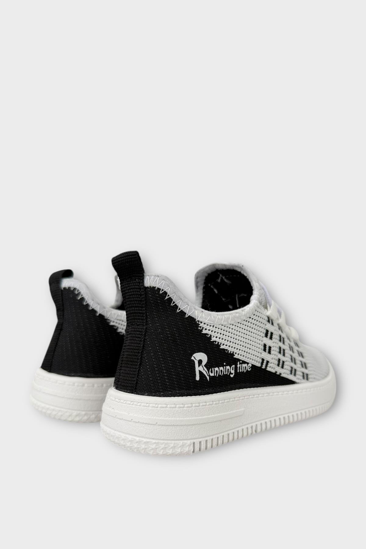 Çocuk Triko Akıllı Bağcık Aqua Spor Ayakkabı BEYAZ - SİYAH - Görsel 6