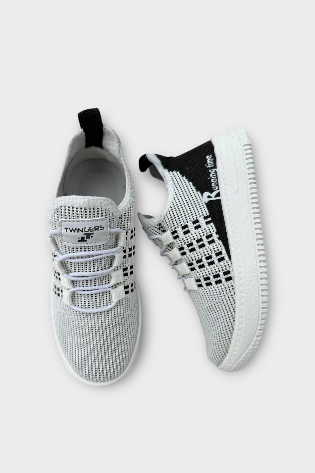Çocuk Triko Akıllı Bağcık Aqua Spor Ayakkabı BEYAZ - SİYAH - Görsel 7
