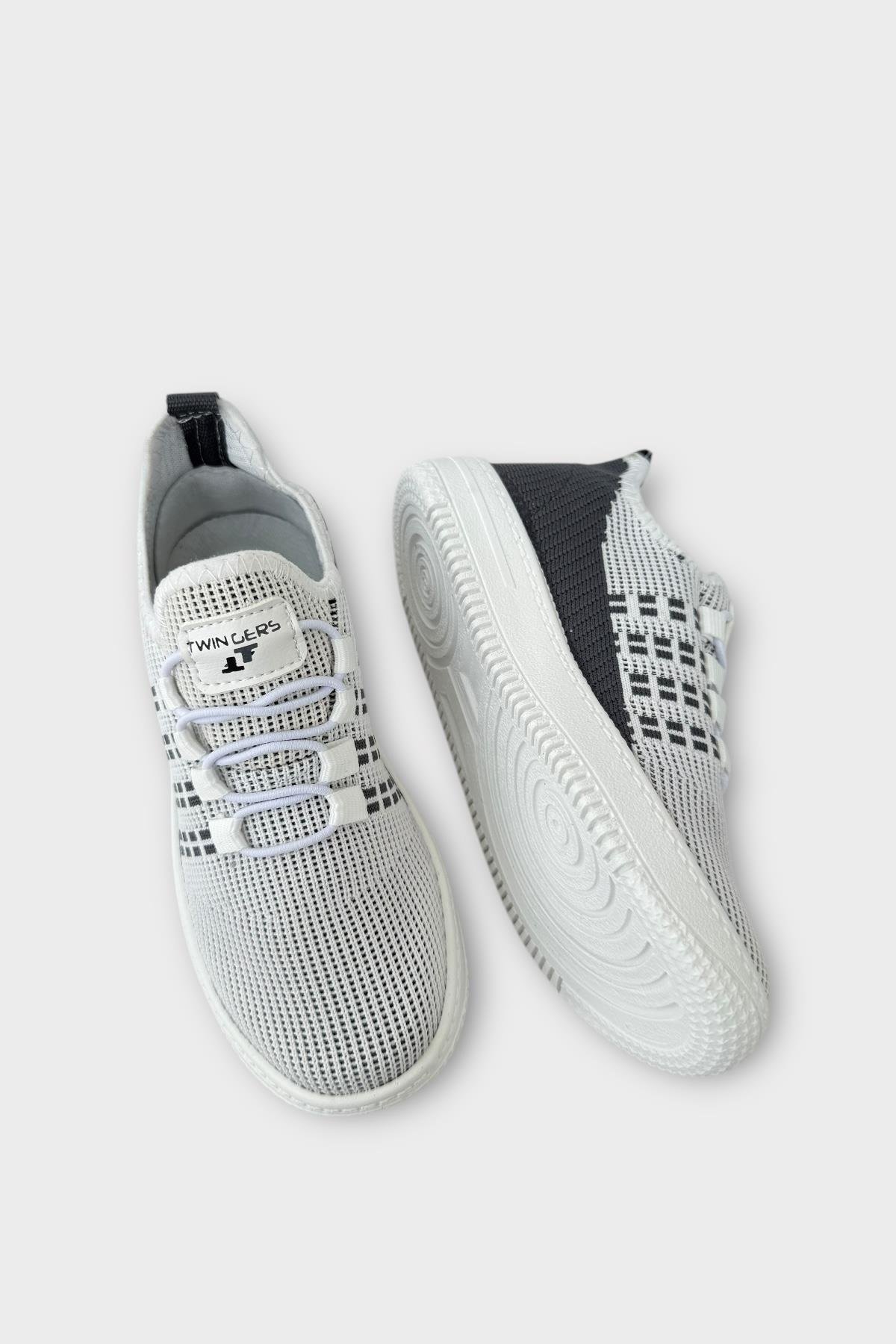 Çocuk Triko Akıllı Bağcık Aqua Spor Ayakkabı BEYAZ - FÜME - Görsel 5