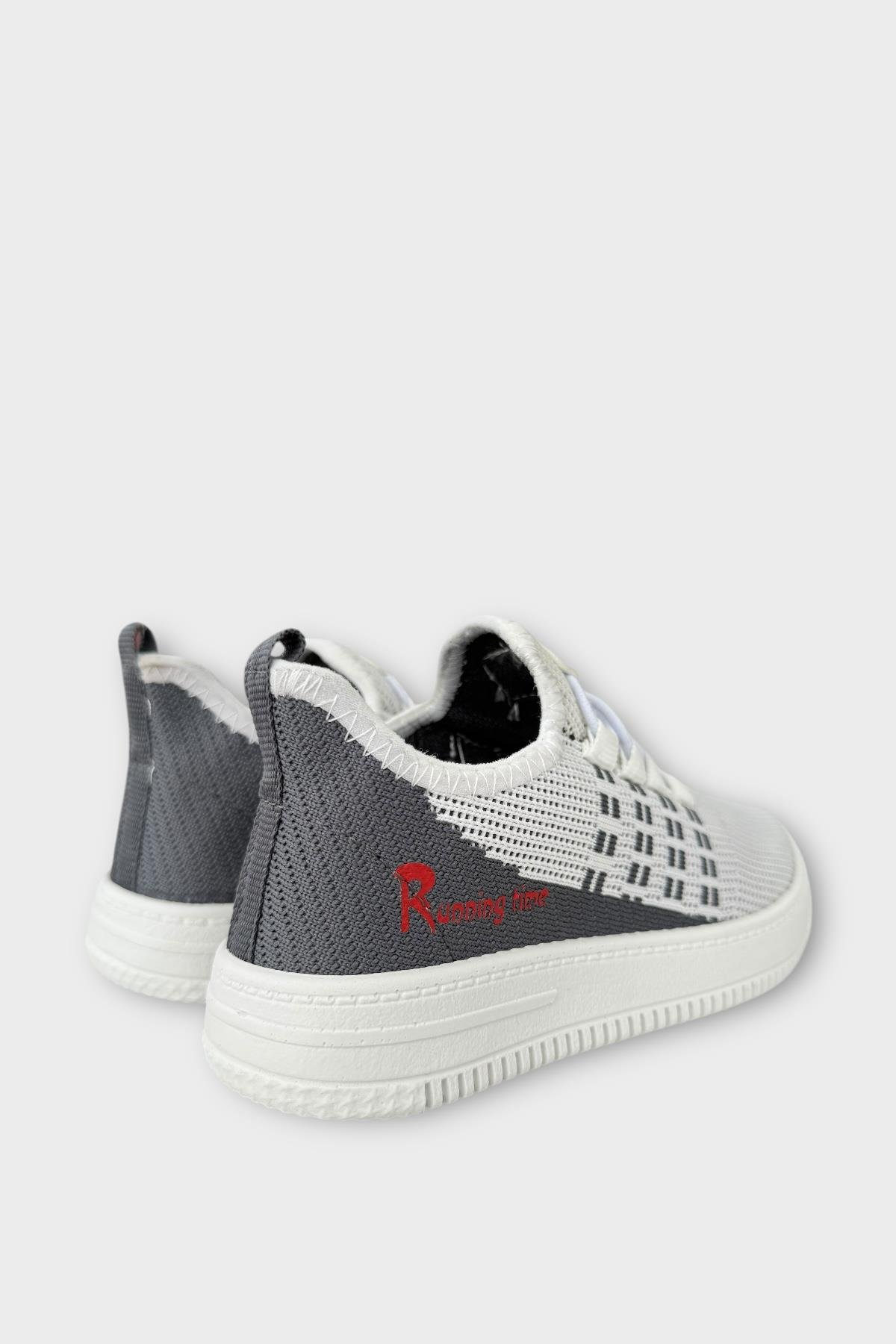 Çocuk Triko Akıllı Bağcık Aqua Spor Ayakkabı BEYAZ - FÜME - Görsel 6