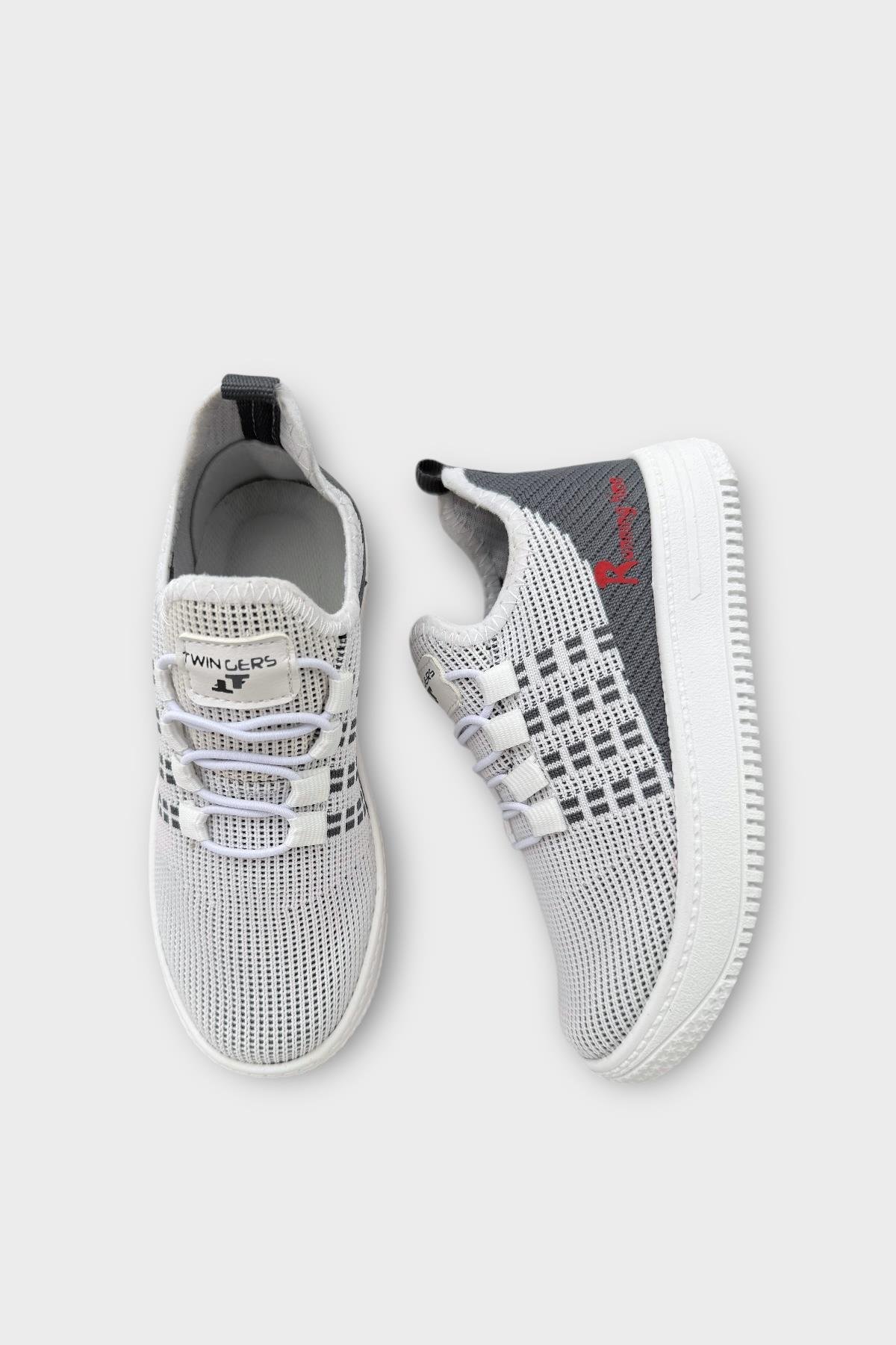 Çocuk Triko Akıllı Bağcık Aqua Spor Ayakkabı BEYAZ - FÜME - Görsel 7